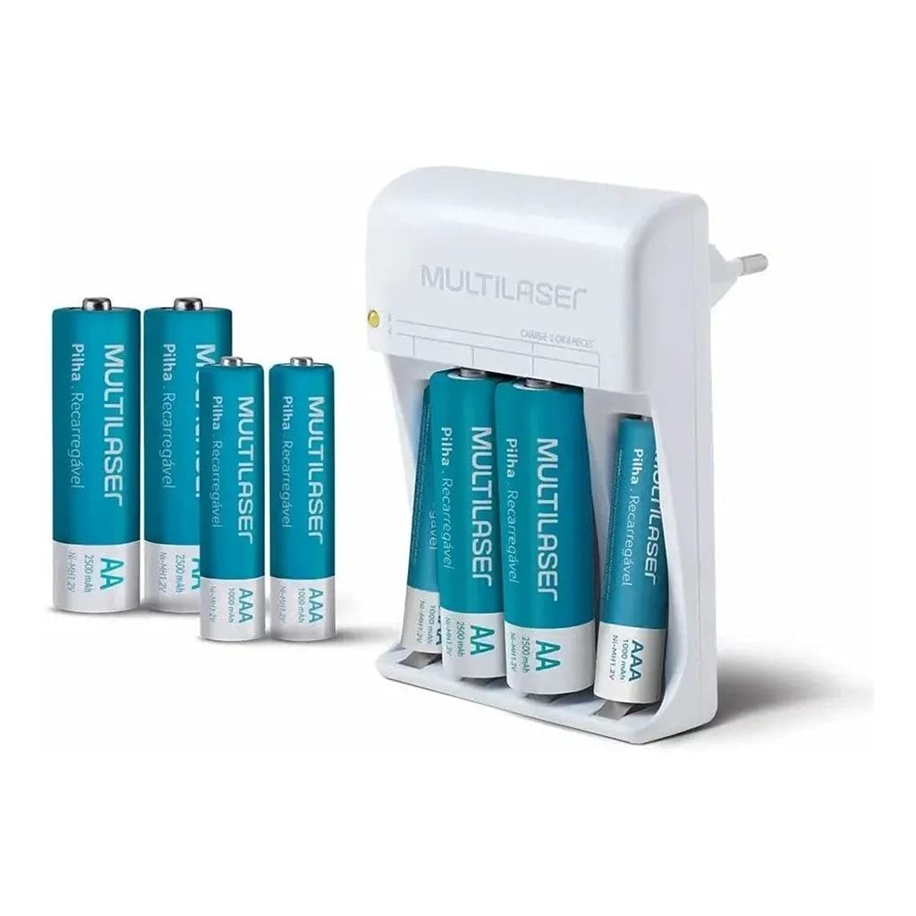 Carregador de Pilhas Multilaser AA/AAA 8 Pilhas