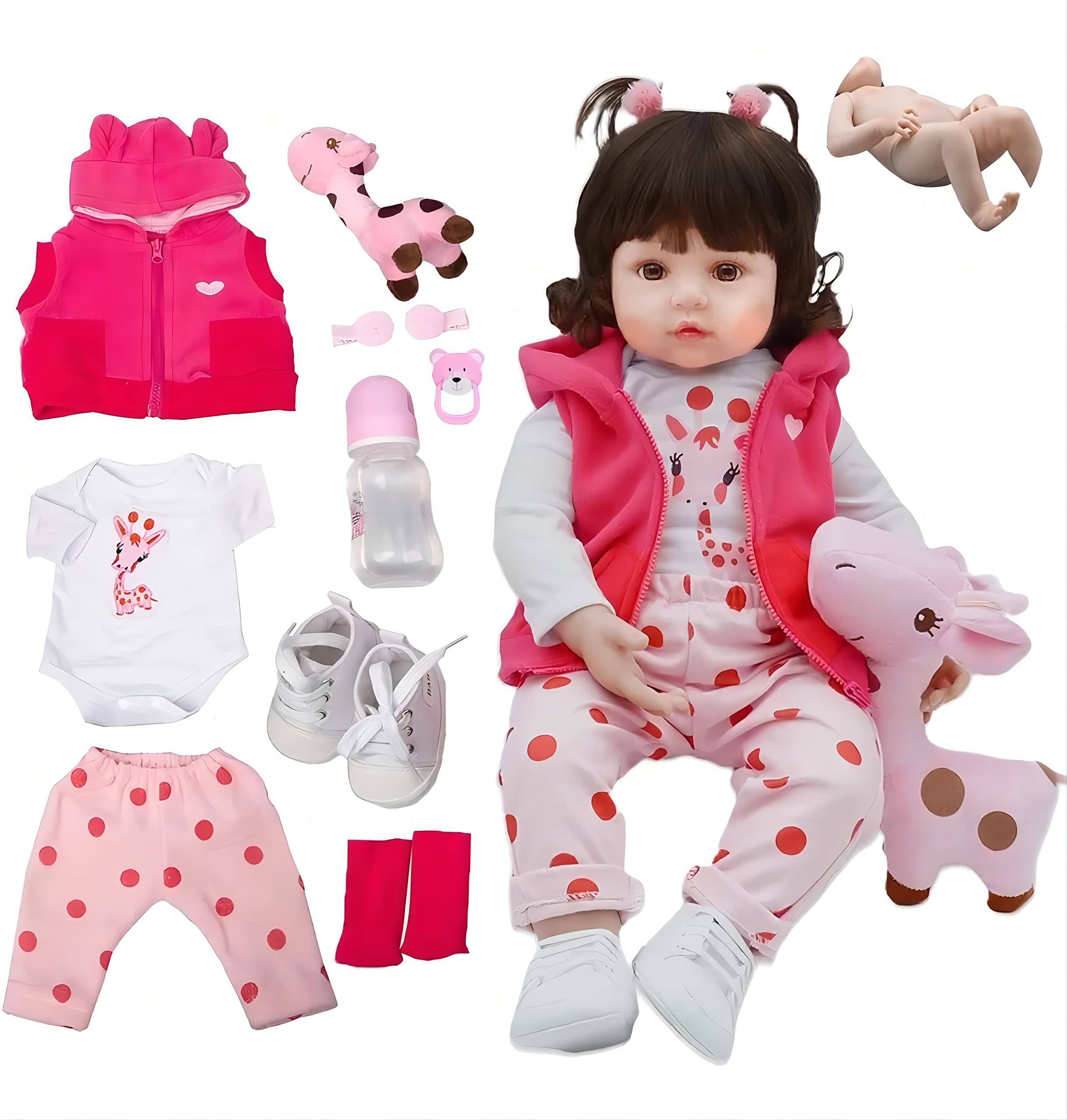 Bebe Reborn Girafinha Menina 100% Silicone 48cm