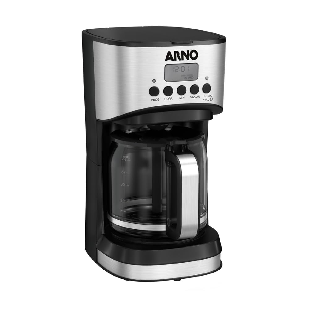 Cafeteira Elétrica Arno New Element Inox 1,8L CFNE Painel Digital Sistema Flavormix 44 Xícaras Função Programável 110V