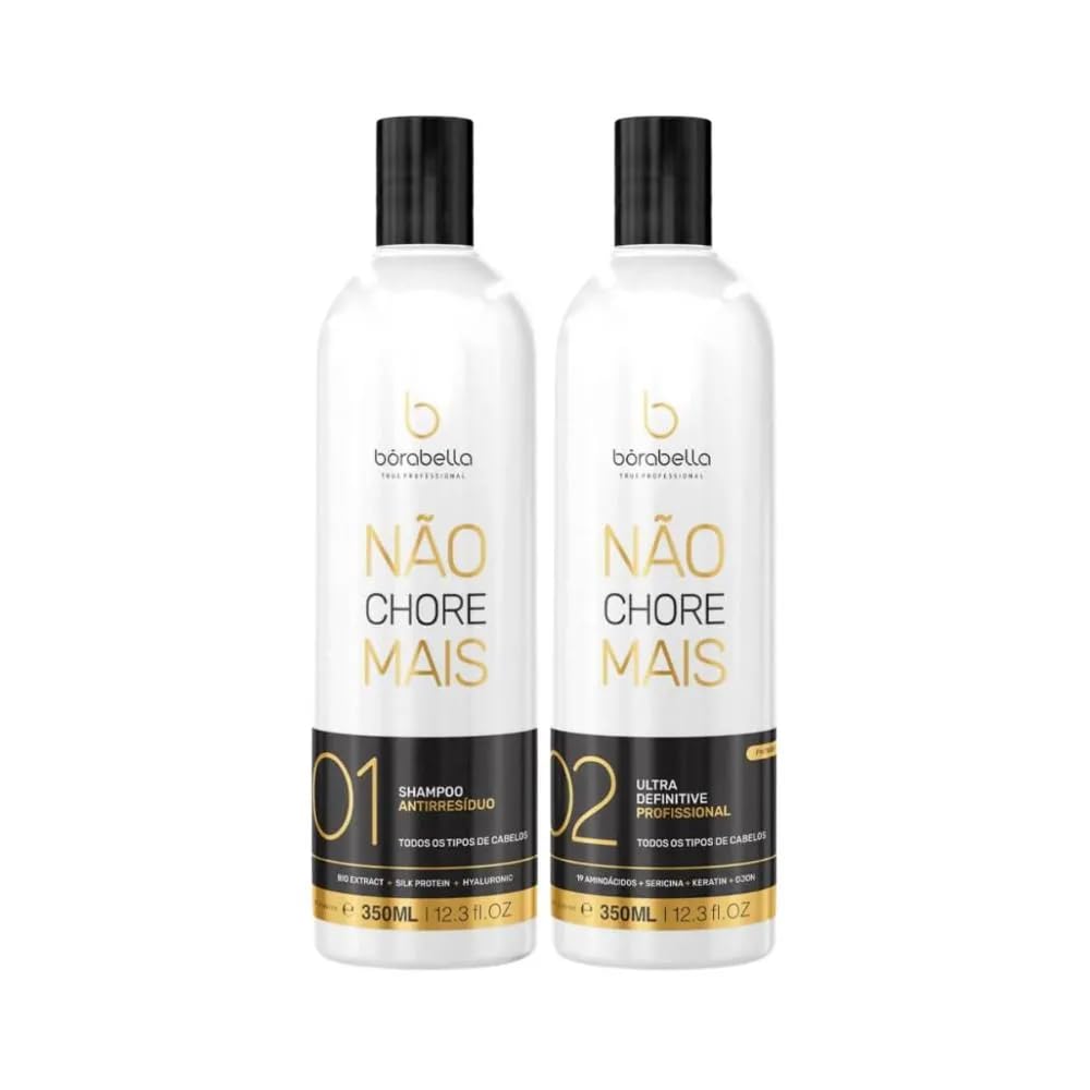 Progressiva Sem Formol Borabella Not Cry More - Alisamento Capilar Profissional, Liso Natural e Brilho Intenso - Kit 2x350ml