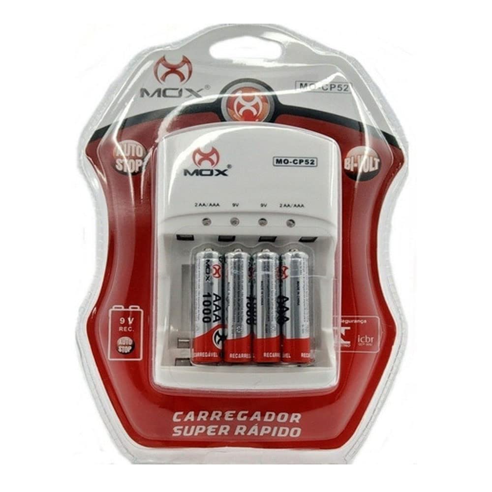 MOX Carregador com 4 pilhas AAA Recarregáveis CP52