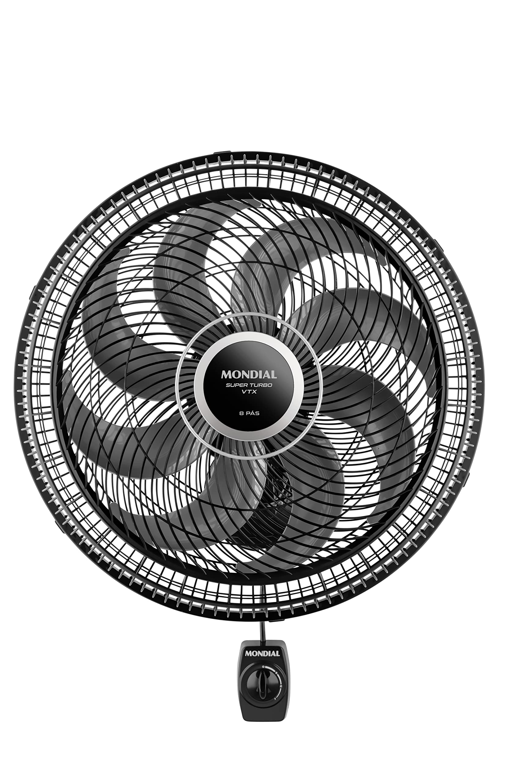 MONDIAL Ventilador de Parede 40cm Super Turbo 8 Pás, Preto/Prata, 140W, 110V - VTX-40P-8P