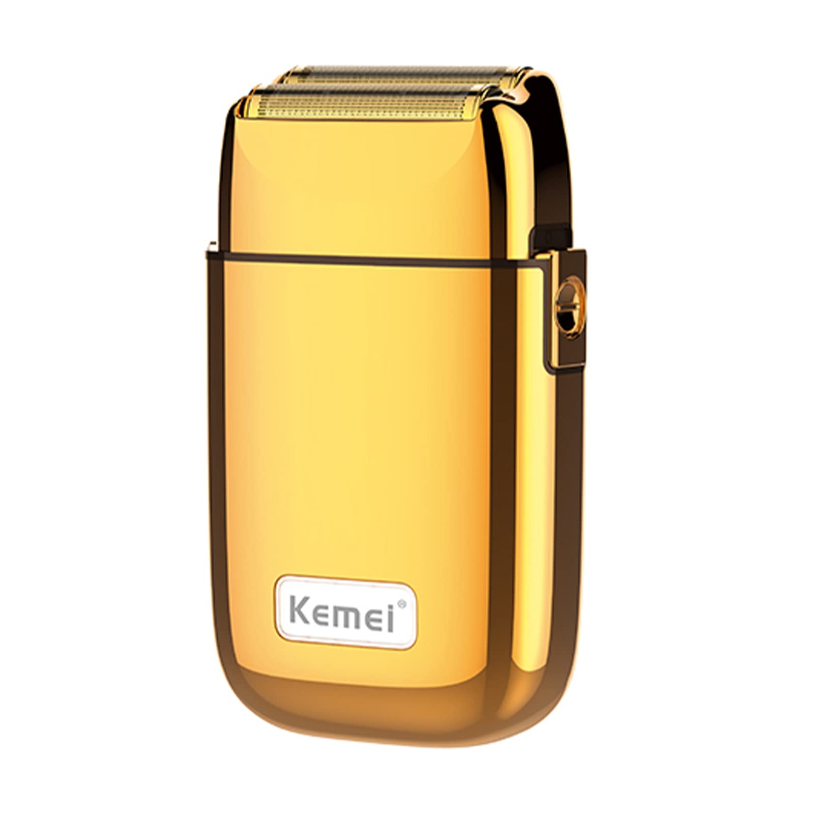 KEMEI Navalhas elétricas para homens, barbeador elétrico profissional sem fio todo de metal, lâminas de titânio de lítio, aparador de barba facial recarregável por USB, dourado (TX1 ouro)