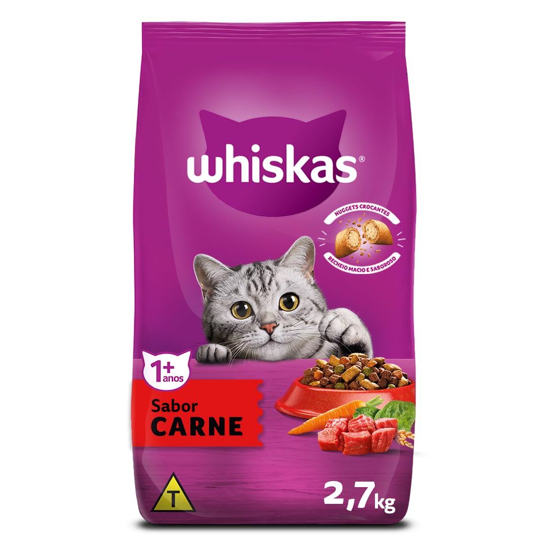 WHISKAS Ração Carne Gatos Adultos 2,7 kg