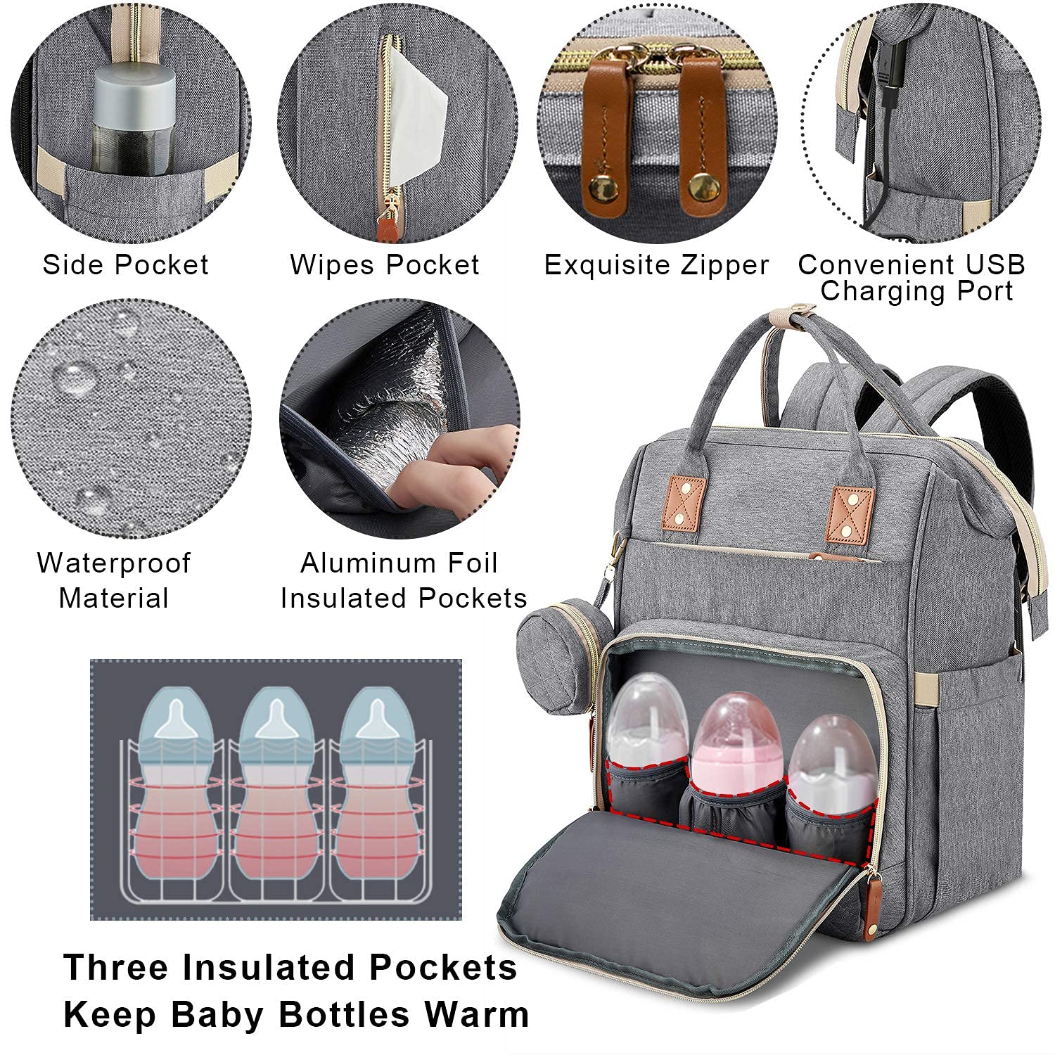 Mochilas (Bebês), Bolsa Mochila Maternidade Impermeável Bebê Menino Menina, Grande capacidade e mochila de bebê conveniente