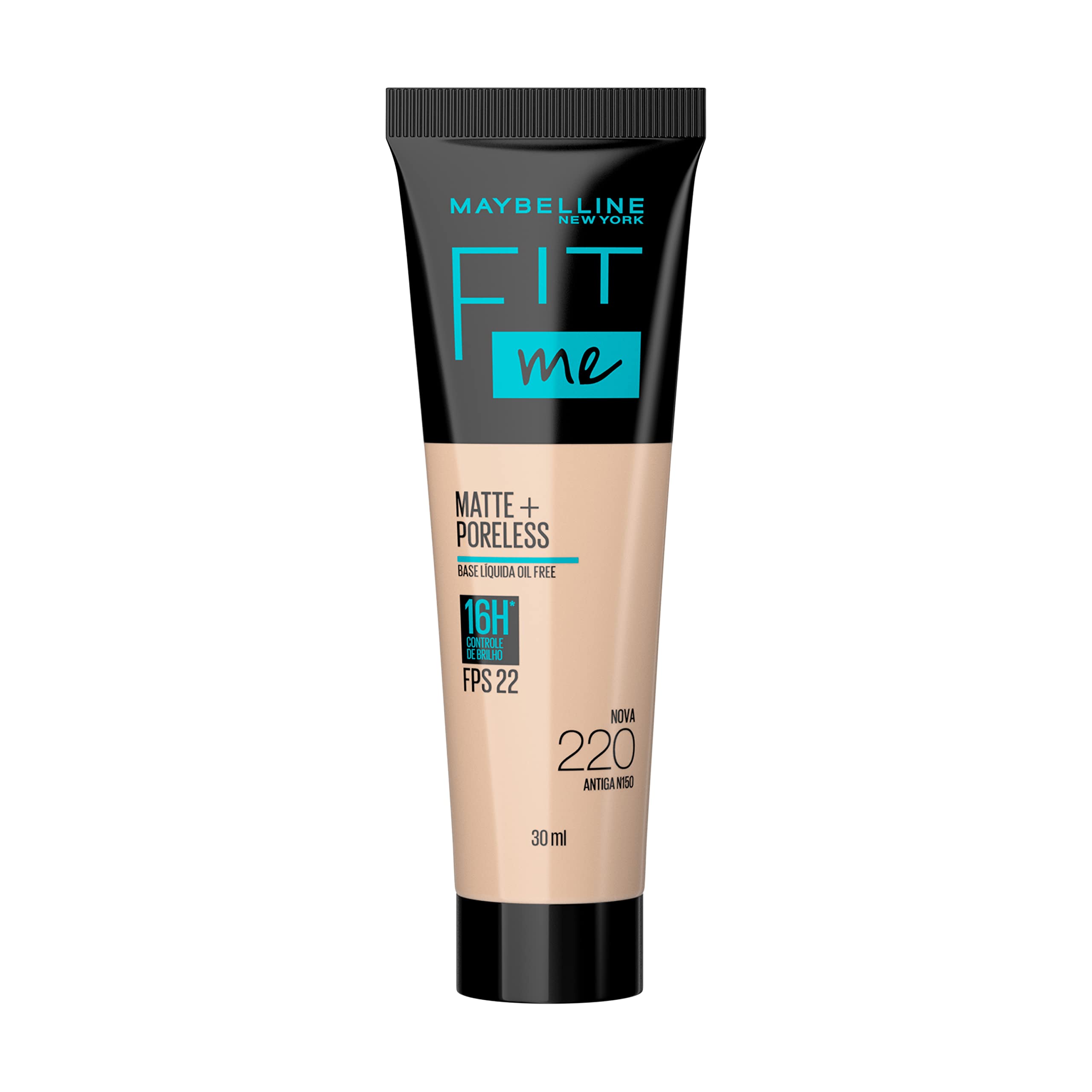 Maybelline NY Base Líquida Fit Me Matte FPS 22 Cor 220 (Antiga N150), 30ml