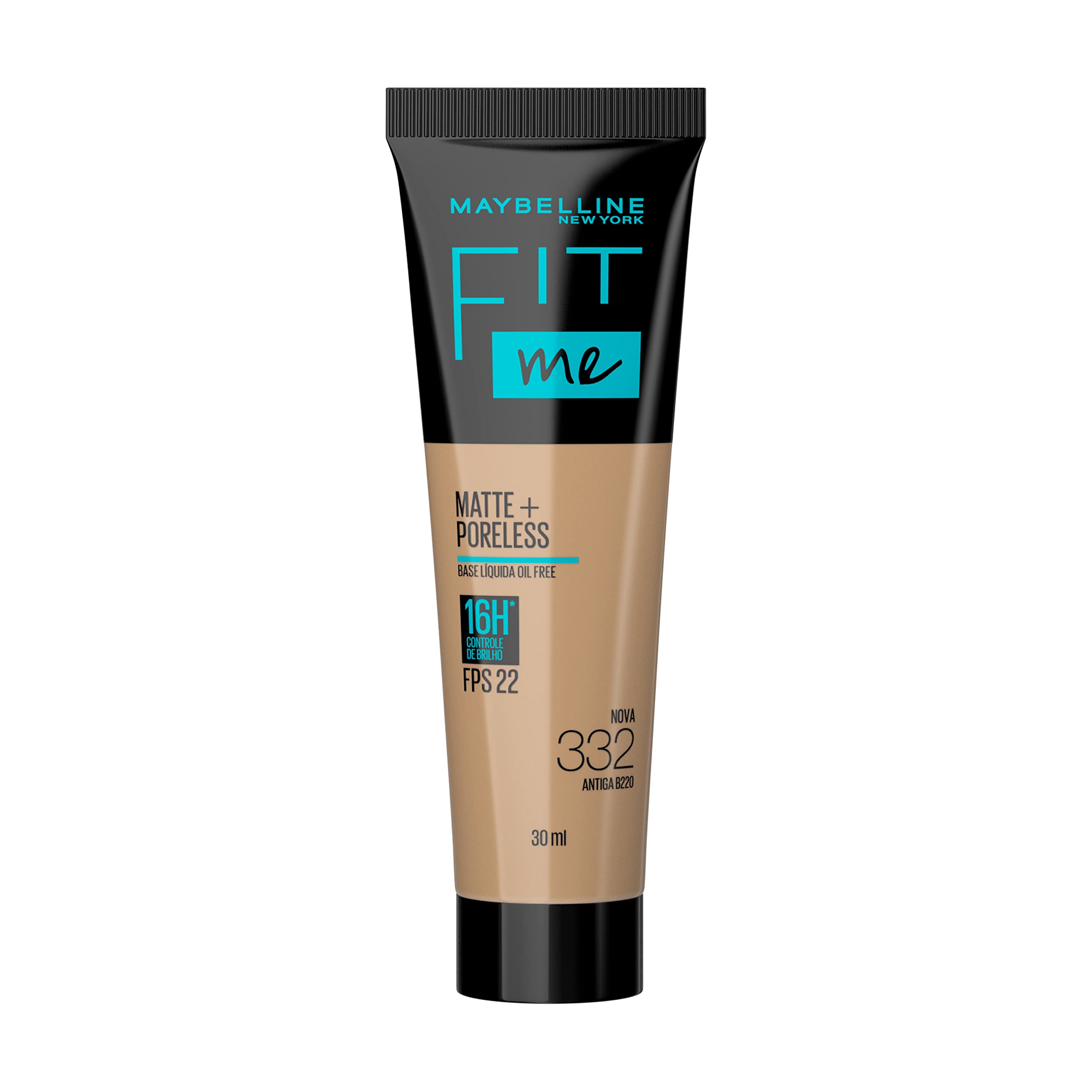 Maybelline NY Base Líquida Fit Me Matte FPS 22 Cor 332 (Antiga B220), 30ml