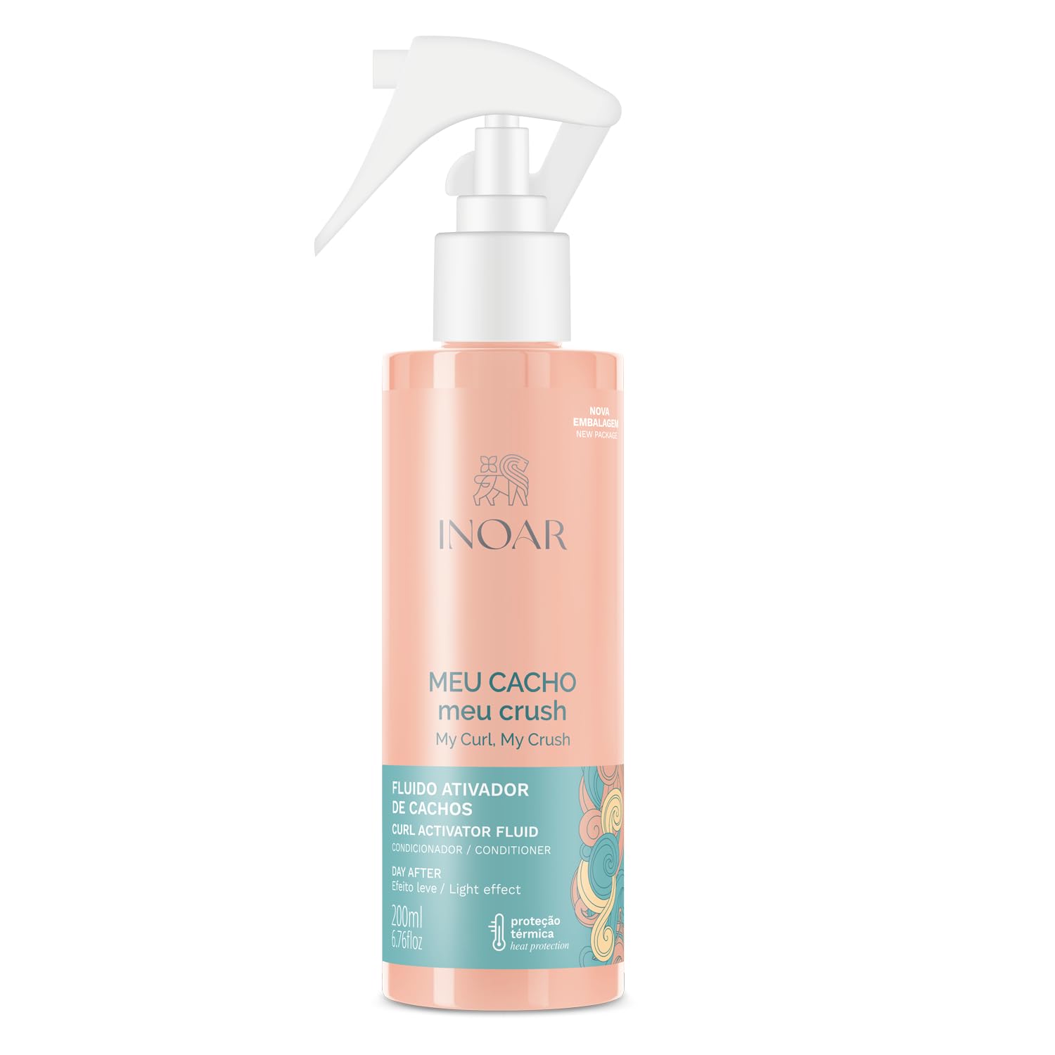 Inoar, Ativador de Cachos Meu Cacho Meu Crush – Definição, Hidratação e Brilho com Colágeno Vegetal e Vitamina E - 200ml