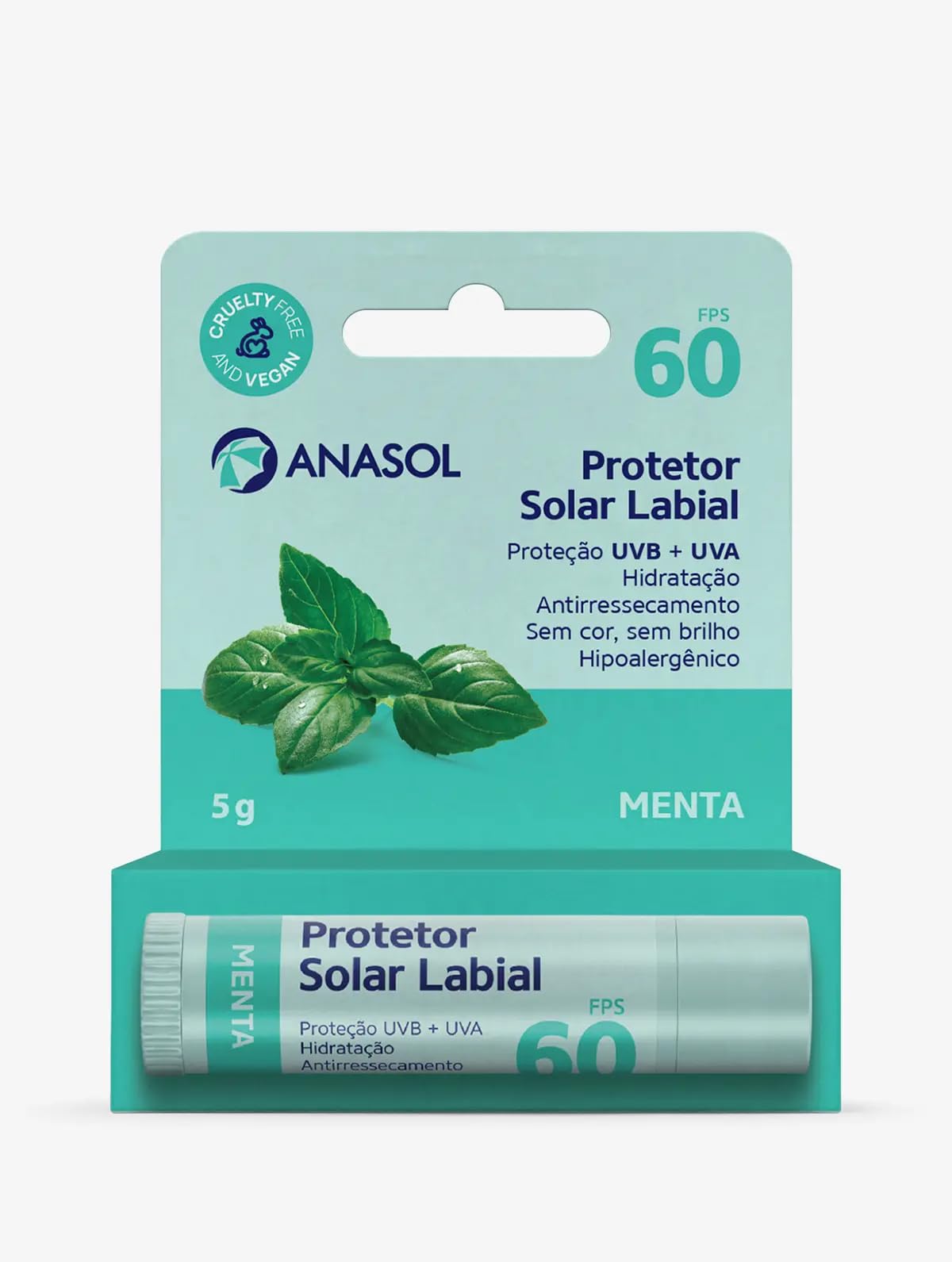 Protetor Solar Labial Anasol FPS 60 Menta 5g