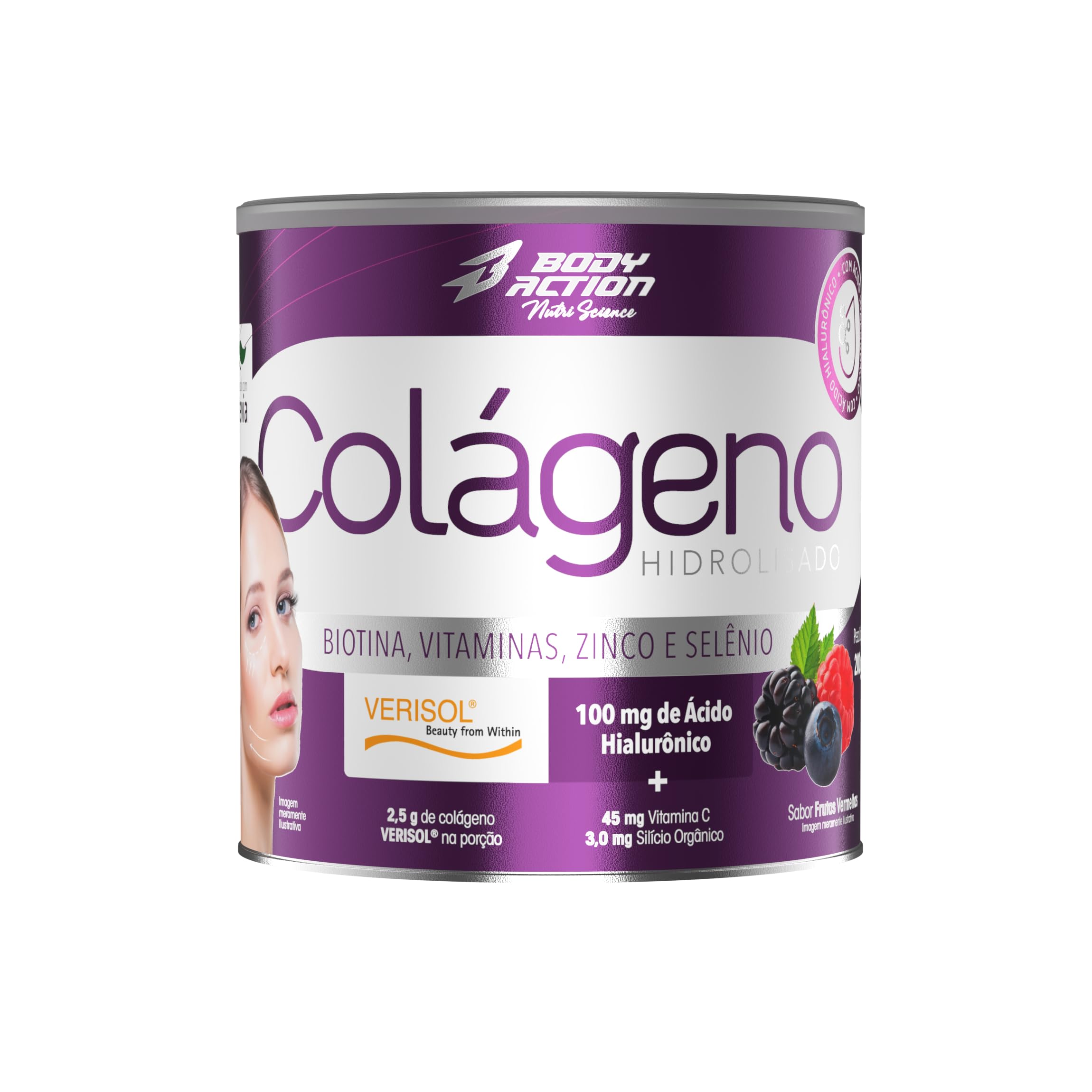Colágeno Verisol com Ácido Hialurônico 200g BodyAction