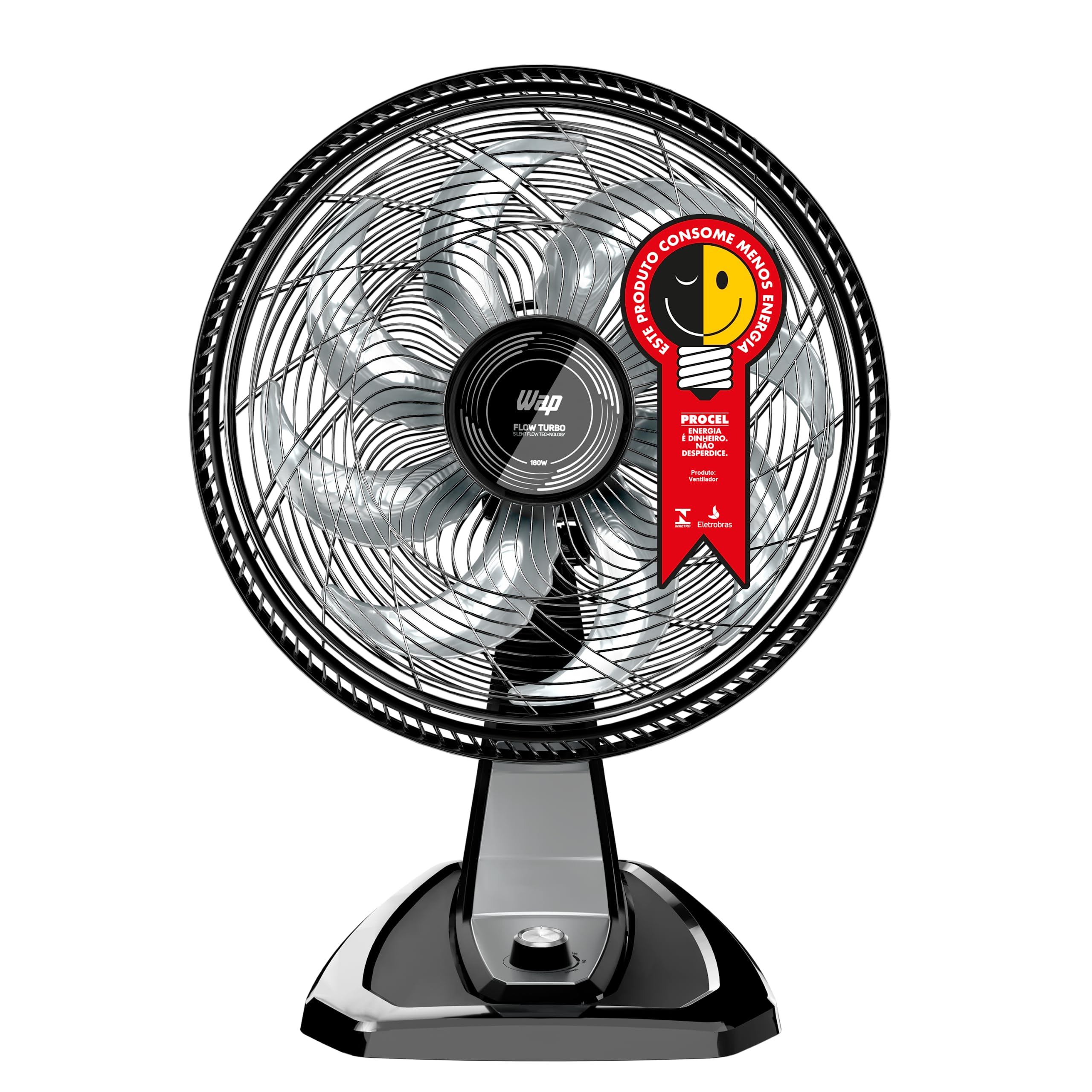 WAP Ventilador de Mesa e Parede 50cm FLOW TURBO, com Tecnologia Silenciosa e Econômica, 8 Pás e 3 Velocidades, 180W 127V