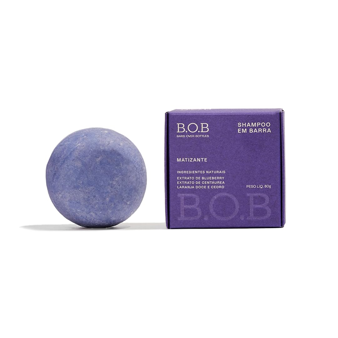 Shampoo em Barra Matizante B.O.B Bars Over Bottles para Cabelos Loiros, Platinados ou Grisalhos, Natural e Vegano, 80g