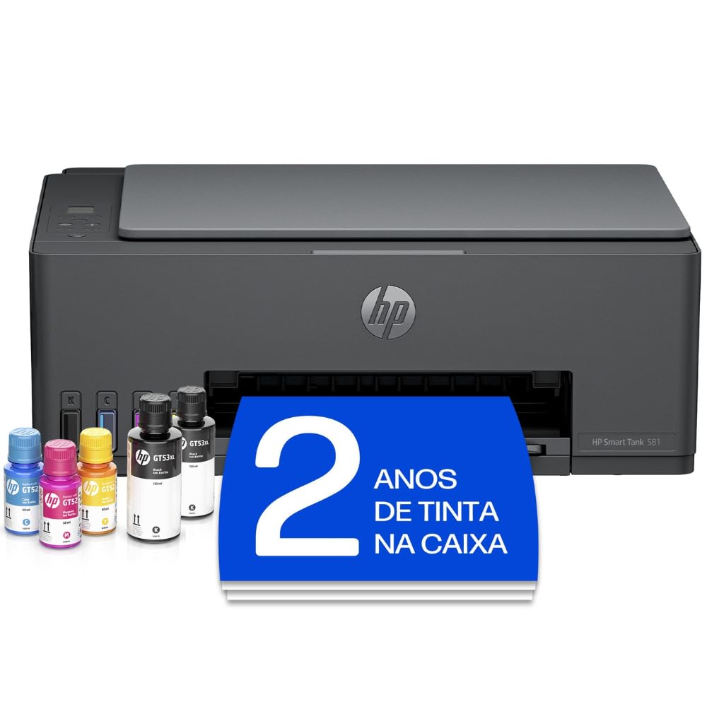 Impressora Multifuncional HP Smart Tank 581, Tanque de Tinta Colorida, Wi-Fi