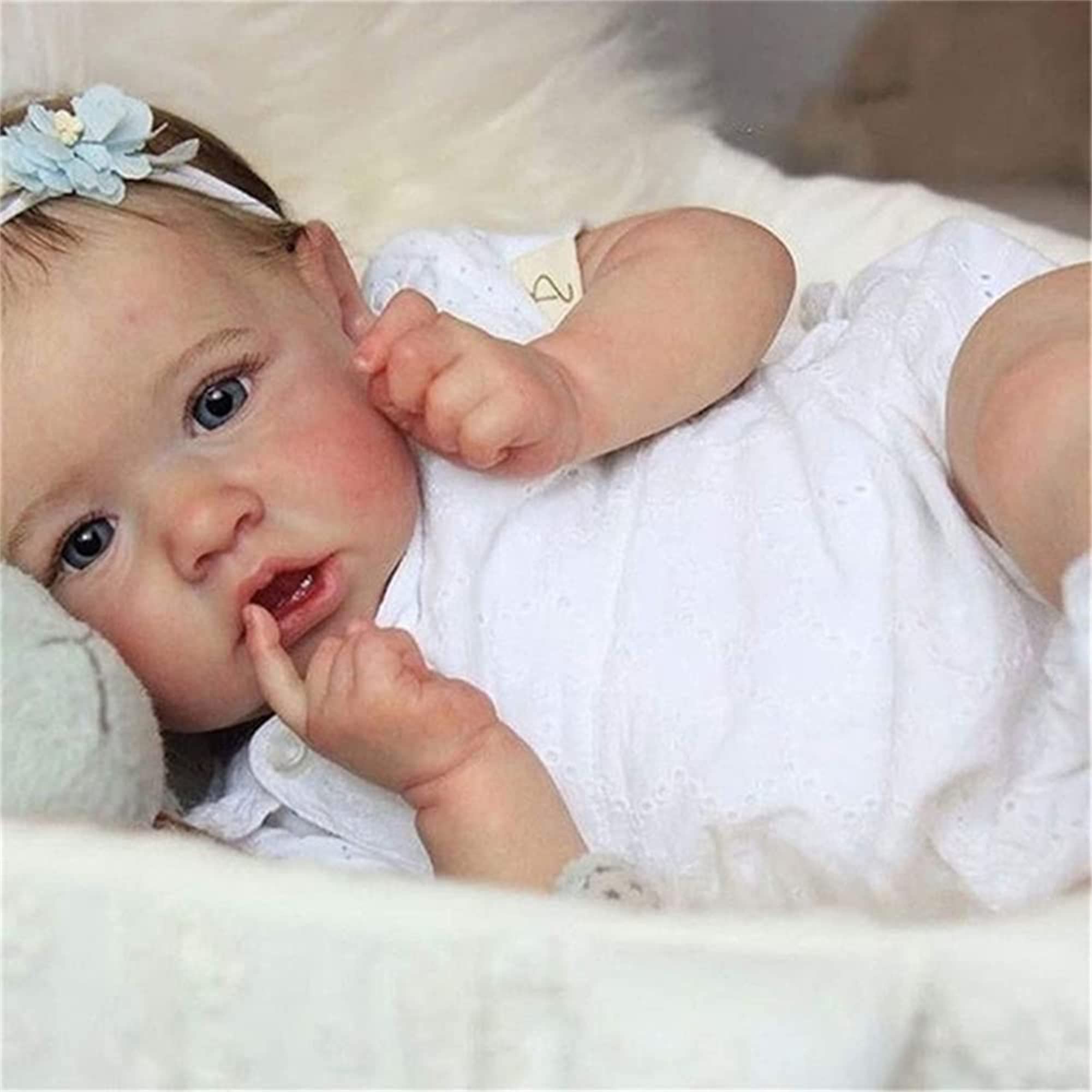 SHENGX Bebê Reborn de Silicone Sólido Realista Olhos Azuis Abertos Menina