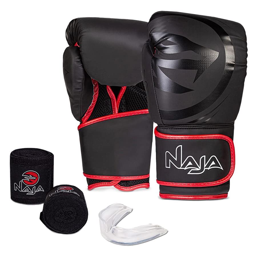 Kit Boxe e Muay Thai Luva Naja Black Line