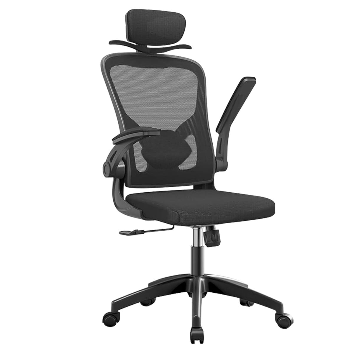 Cadeira de escritório ergonômica com estofado de mesh (Preto)