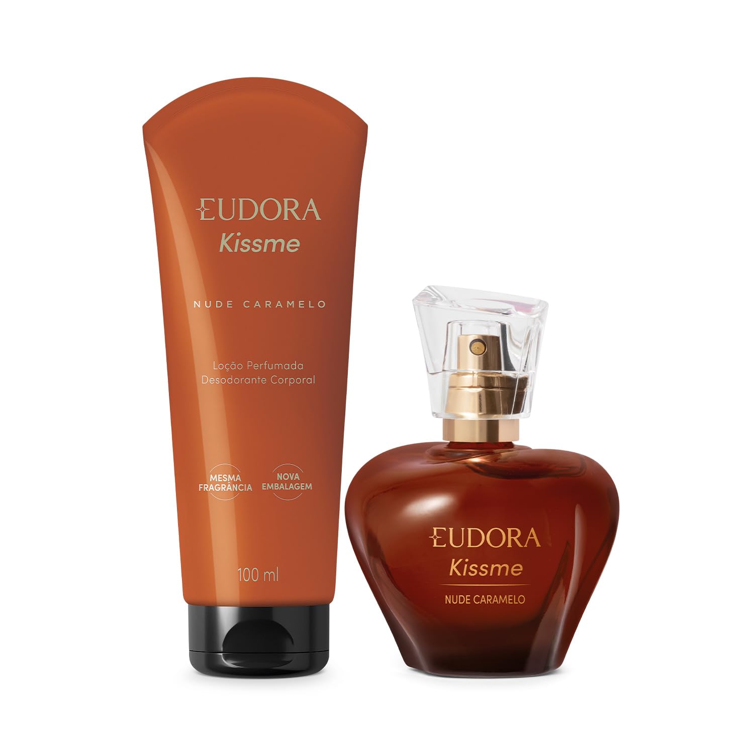 Eudora Kit Kiss Me Nude Caramelo: Desodorante Colônia 50ml + Loção Corporal 100ml
