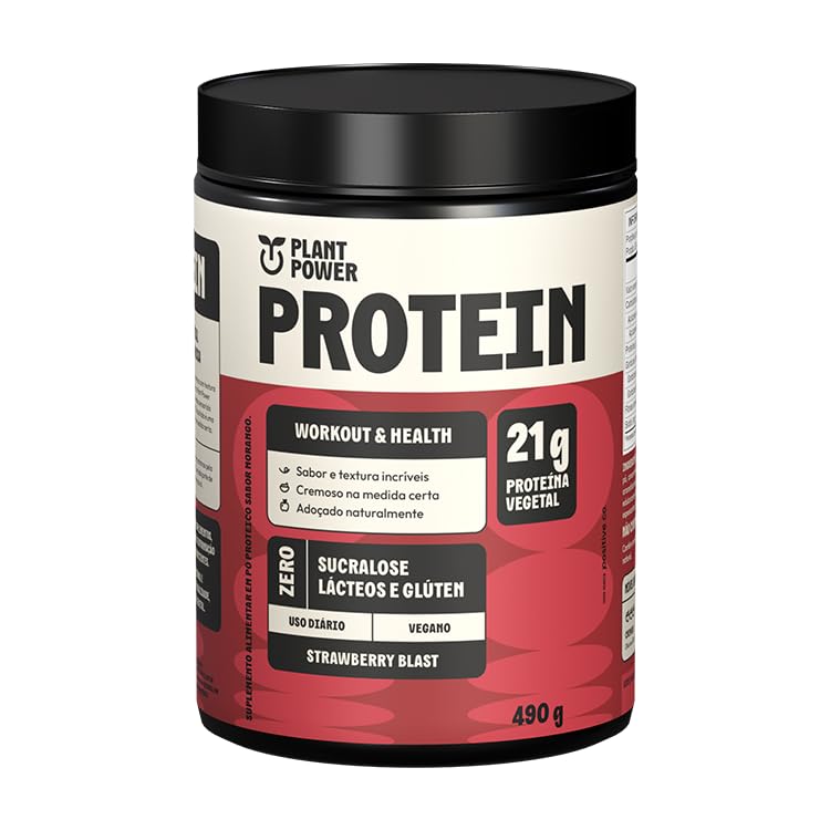 Proteína Vegana Plant Power Sabor Morango 490 g Puravida