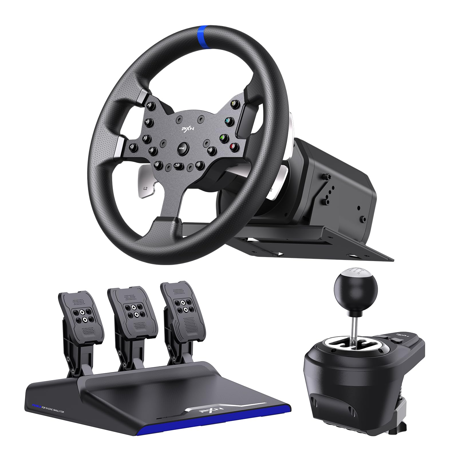 PXN V99 volante com force feedback, pedais e câmbio para PC