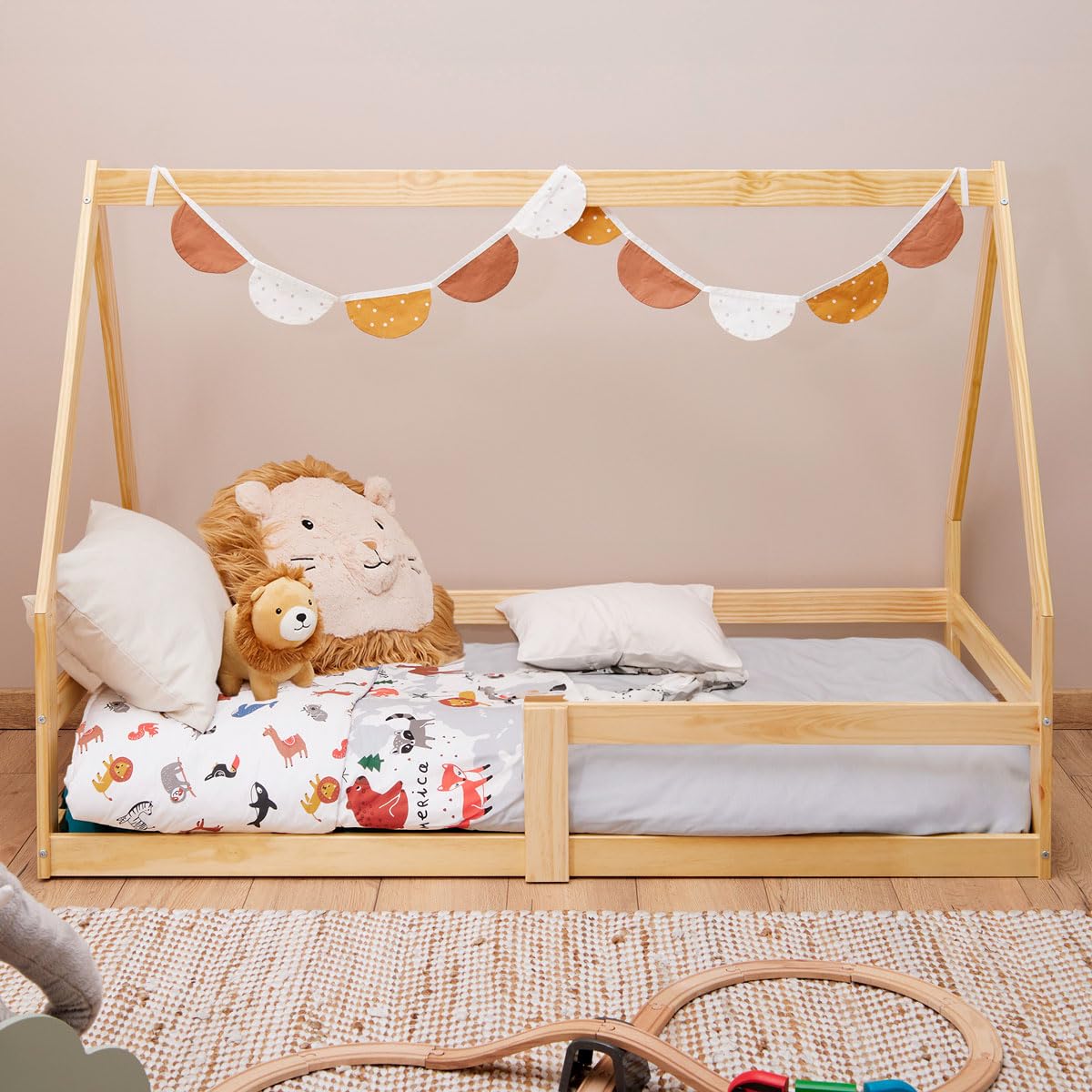 IDIMEX Mini Cama Infantil Casinha Madeira com estrado Wilma