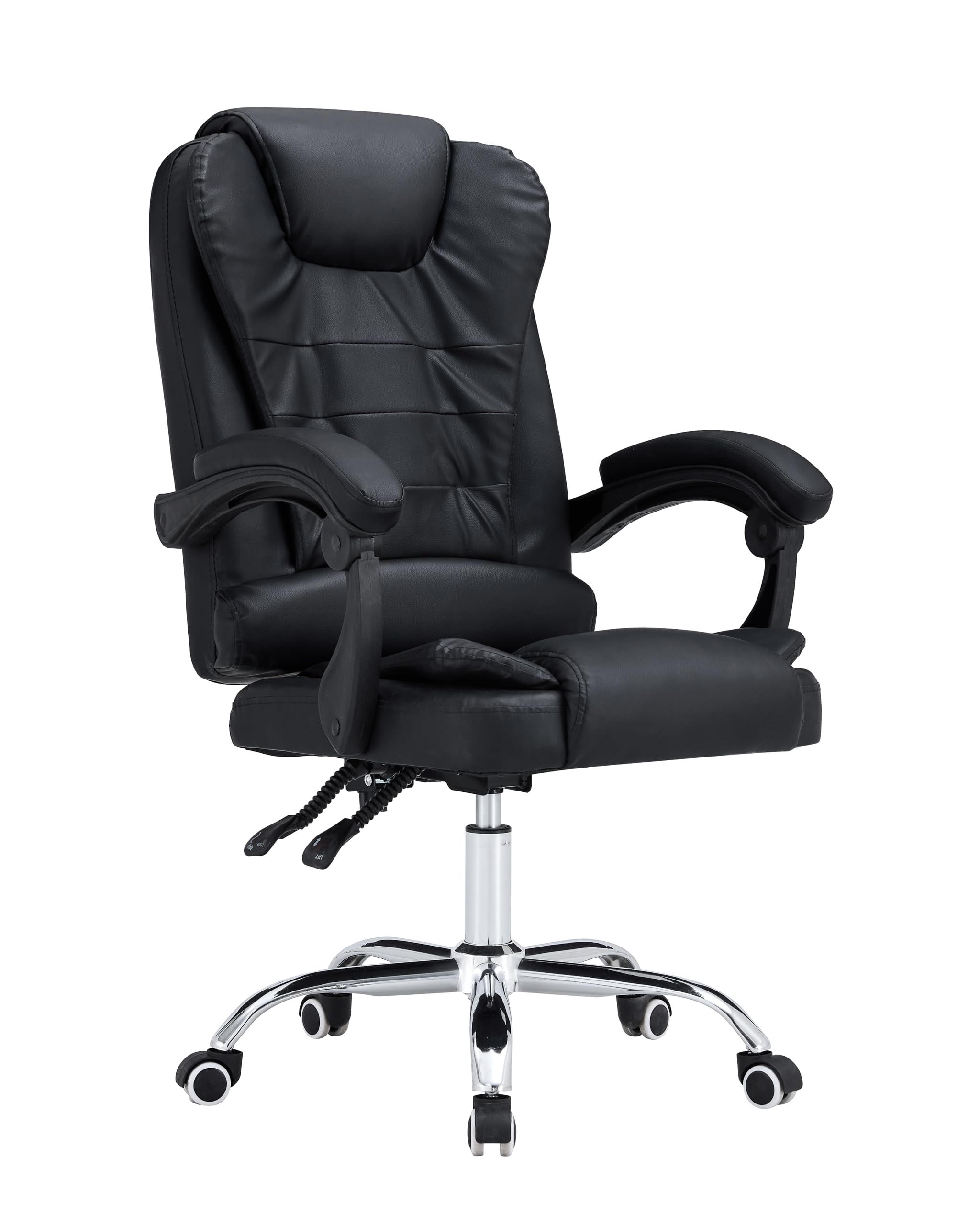 Cadeira CEO de Escritório Conthey Ergonômica Reclinável com Altura Ajustável e Rodízios Silenciosos – Preta