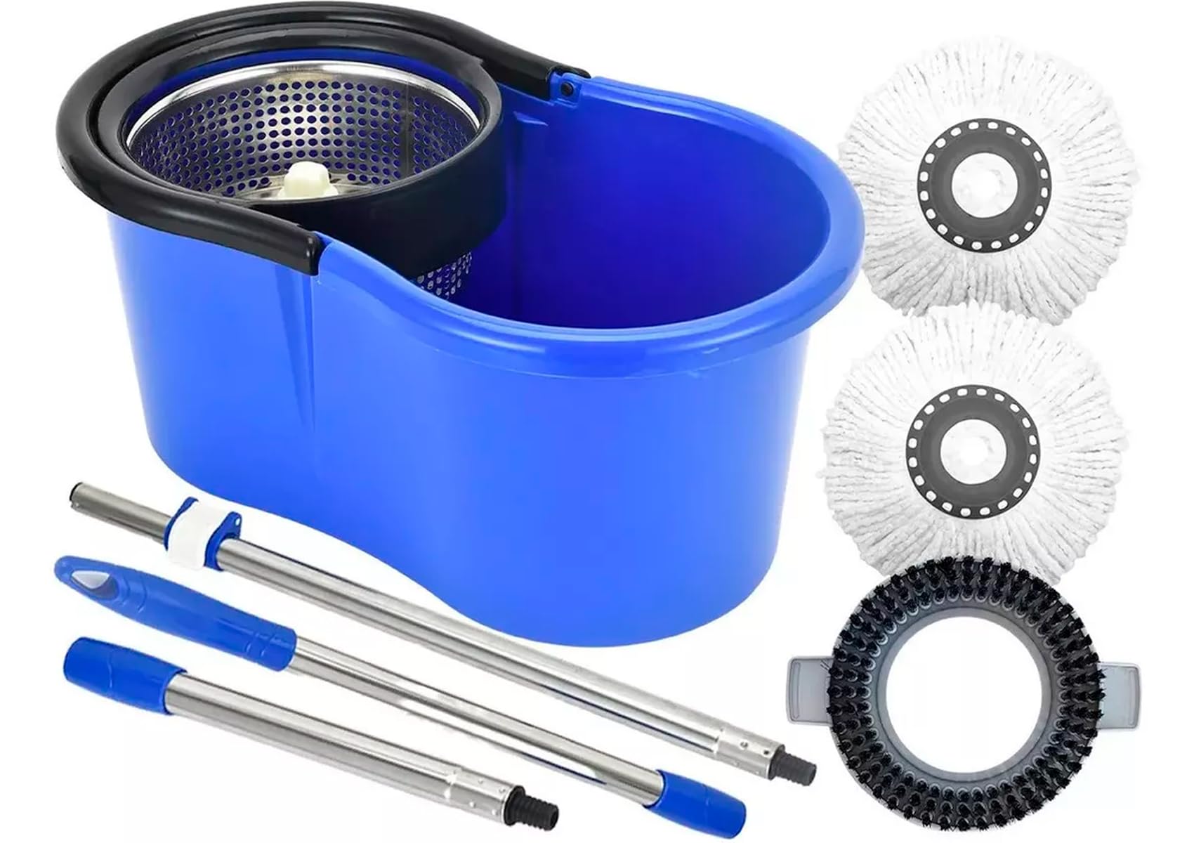 Balde Centrífugo 12L com Cesto Inox, Cabo 1,40m e Refis para Mop 360°