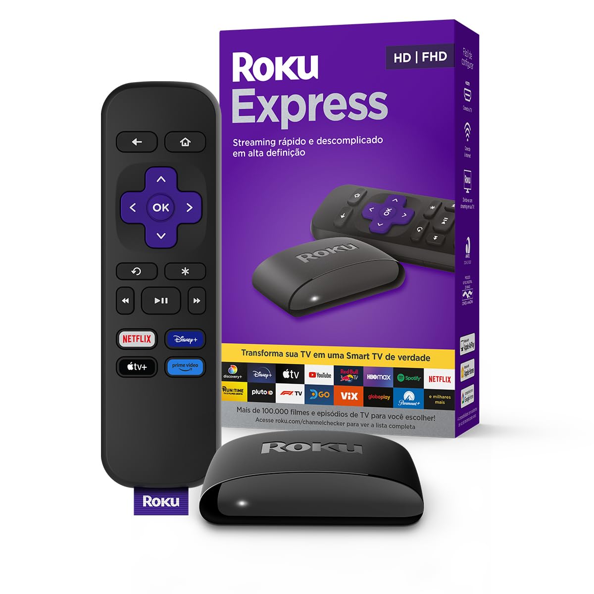 Roku Express dispositivo de streaming HD e Full HD