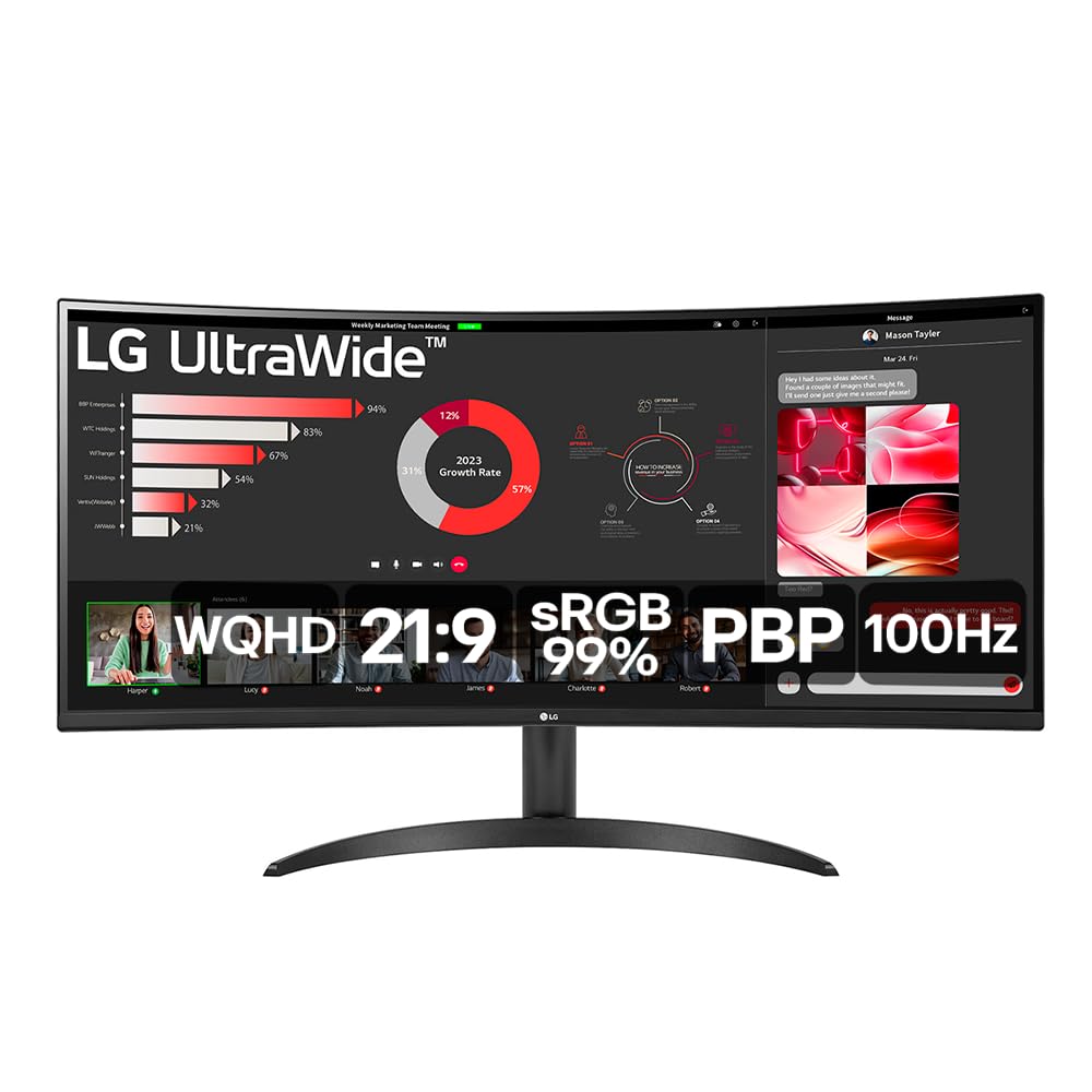 Monitor LG UltraWide Curvo 34 Polegadas WQHD 100 Hz