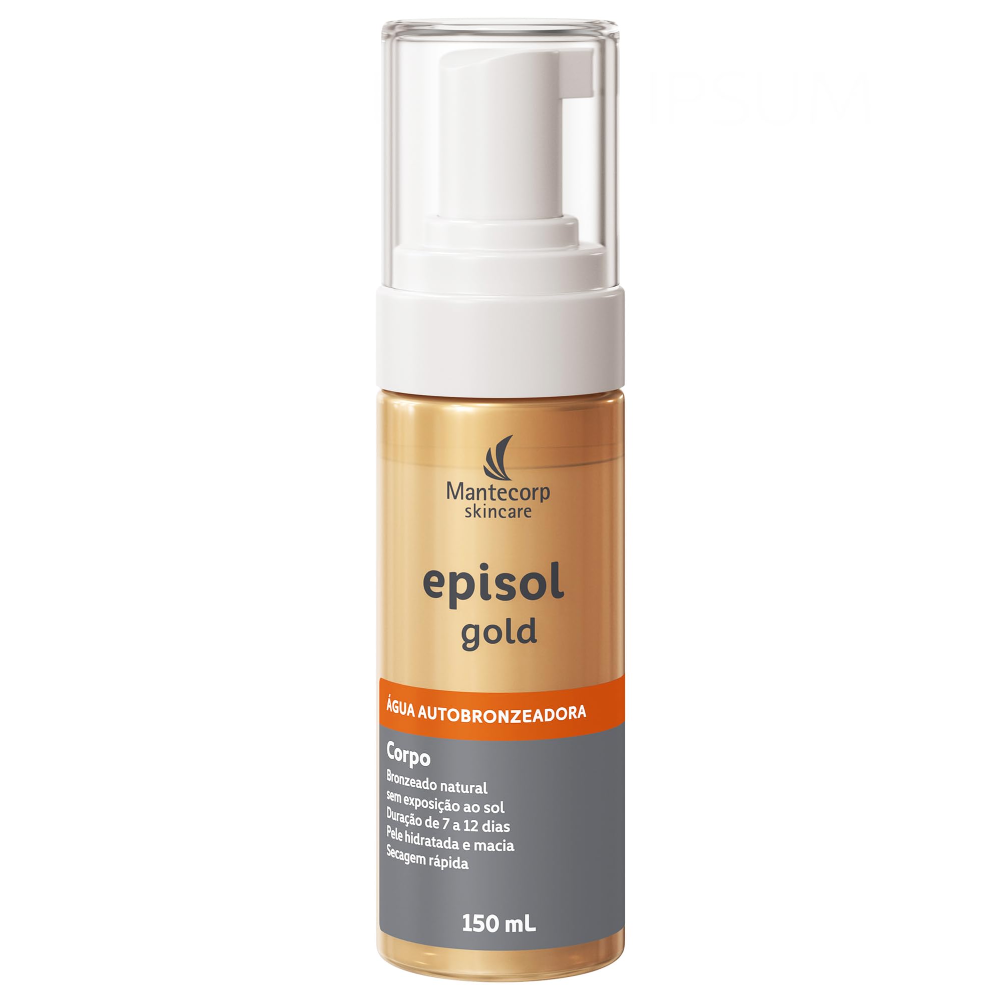 MANTECORP - Água Autobronzeadora Episol Gold - Não Comedogênico, Bronzeado Uniforme, Não Mancha Roupa, Efeito de Até 12 Dias, Secagem Rápida - 150ml