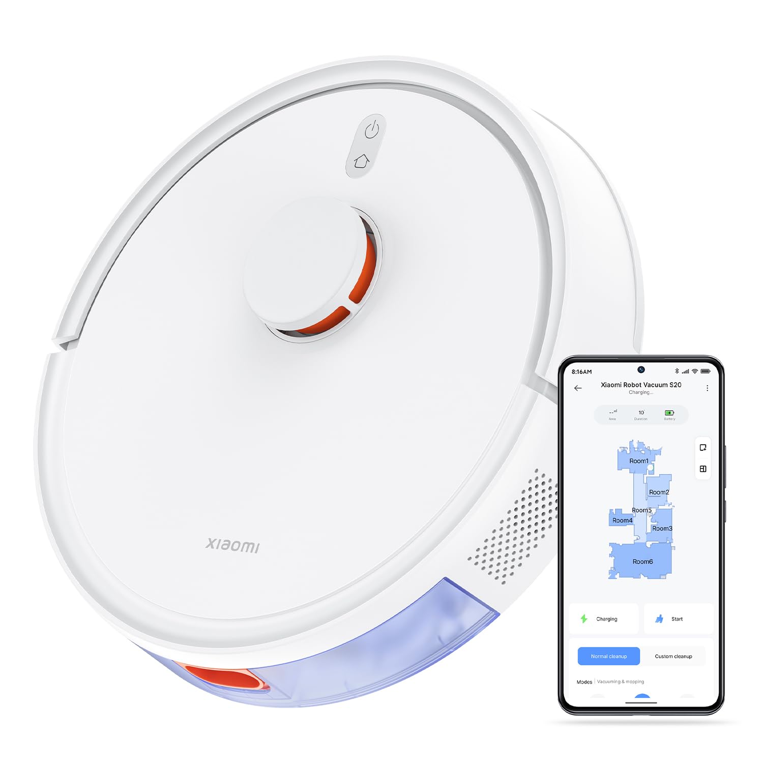 Robô Aspirador de Pó Inteligente S20 Xiaomi, Branco (XM806BRA) | Navegação laser LDS, sucção 5000 pa, caminhos limpeza zigue-zague, versão ES