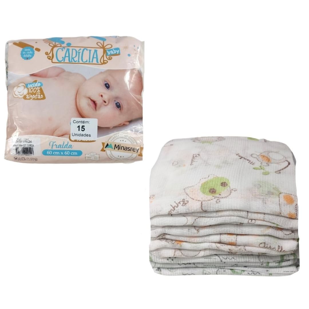 Fralda de Pano de Bebê 100% Algodão com 15 Unidades Bege