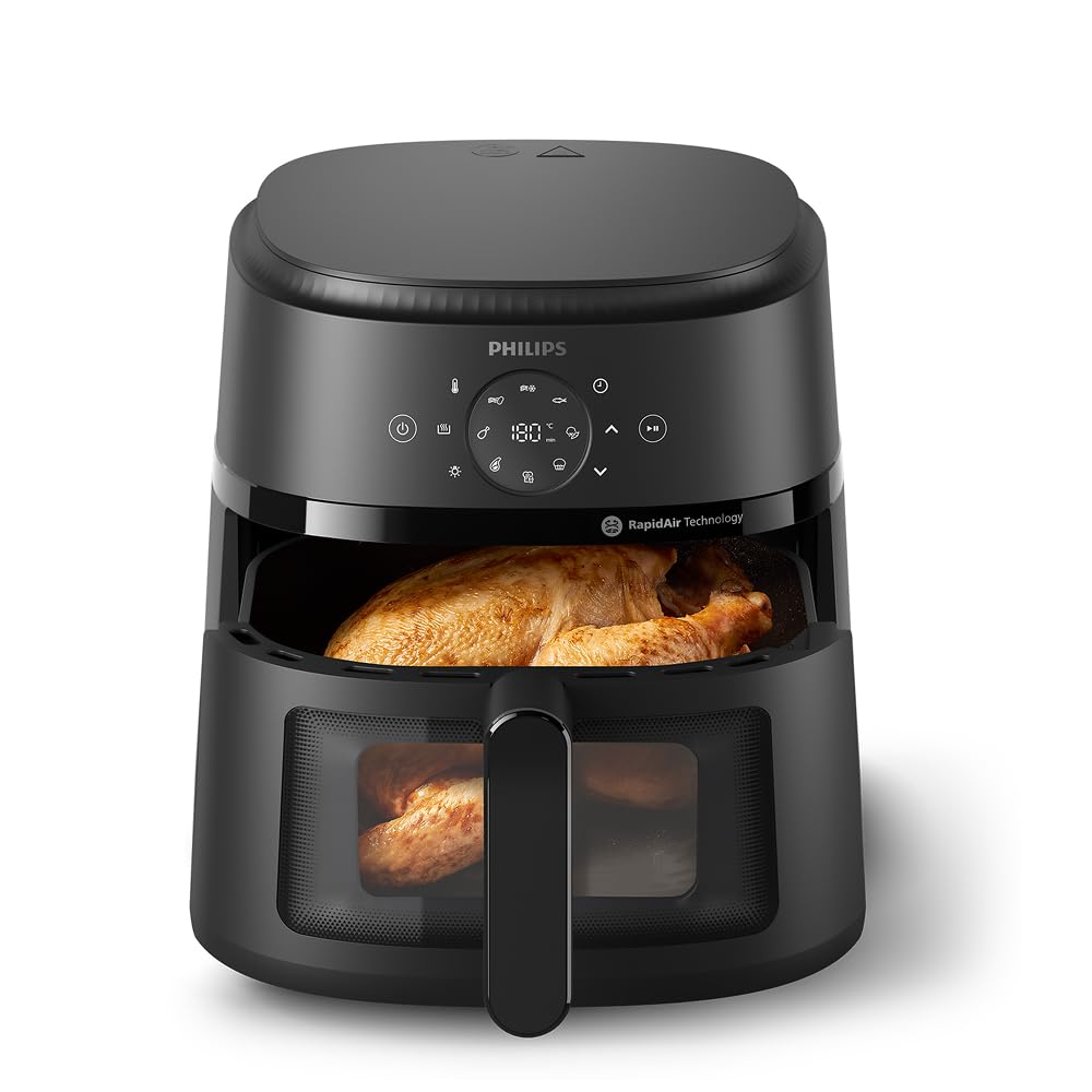 Philips Walita Fritadeira Airfryer Série 2000 6,2L, 1700W, Tecnologia RapidAir, Janela Transparente, Painel Touch Digital, 13 Modos de Preparo, Preta, 110V (NA230/00)