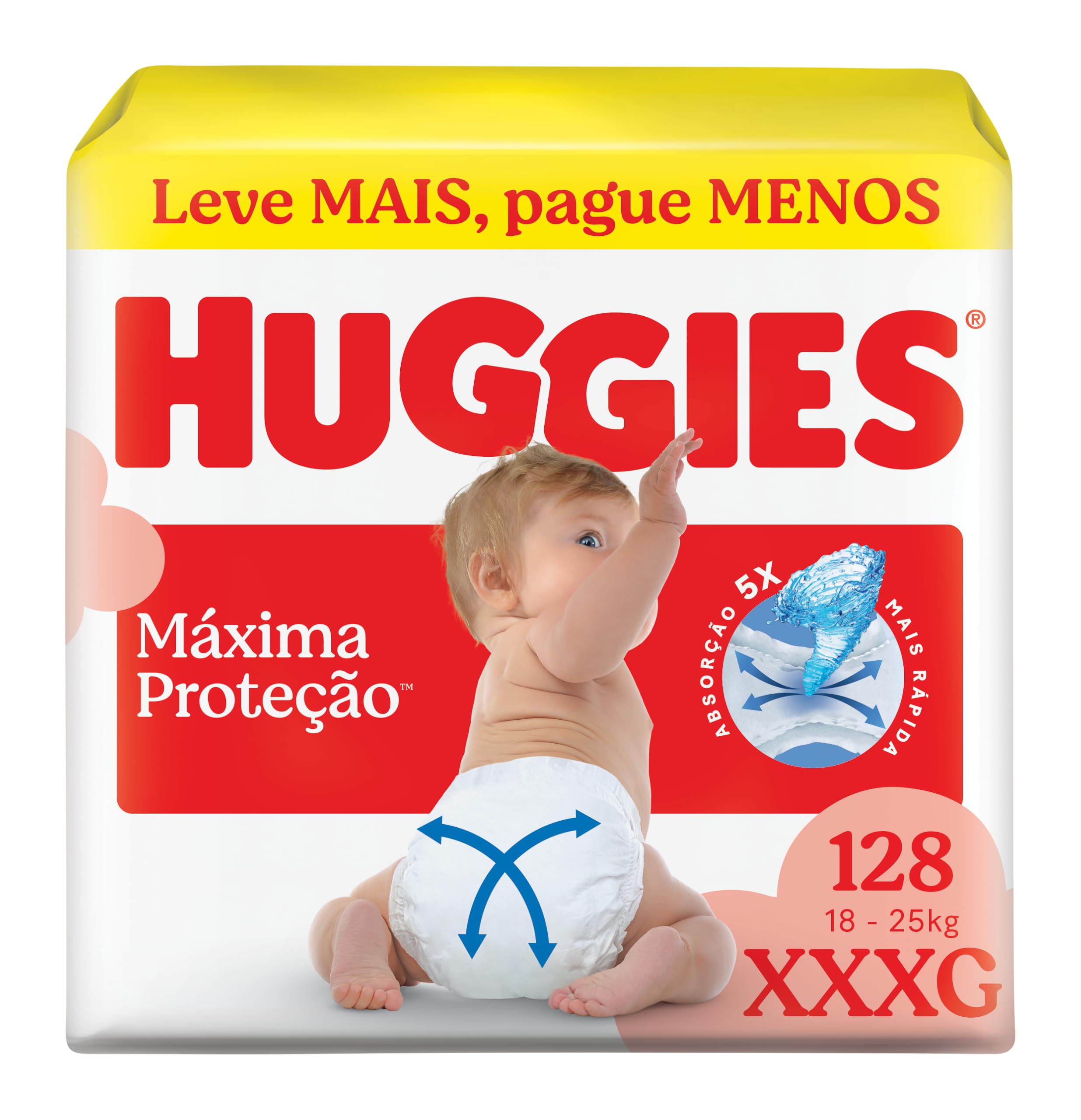 Fralda Huggies Máxima Proteção Tamanho XXXL 128 Unidades