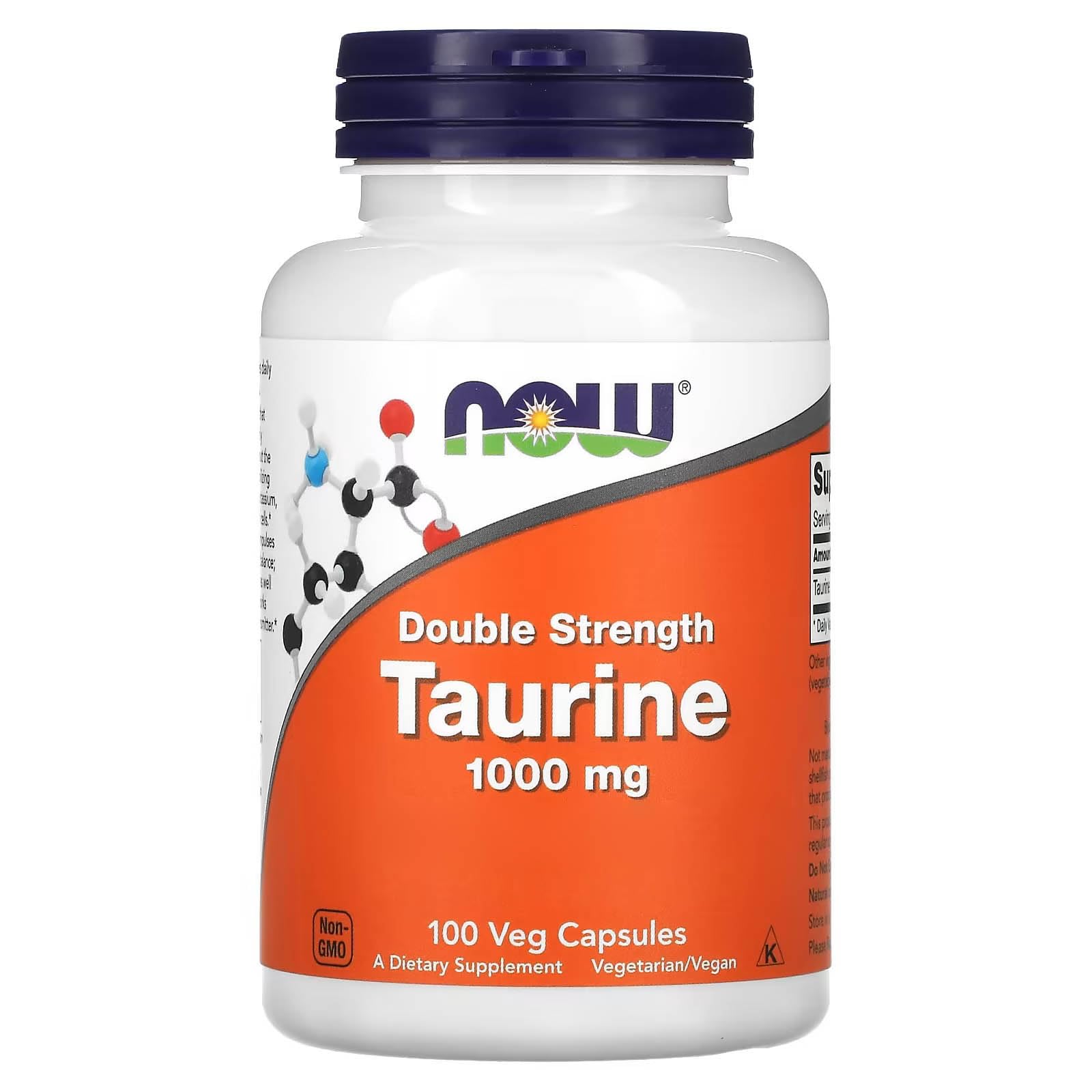 Taurina 1000 mg NOW Foods com 100 Cápsulas Vegetais