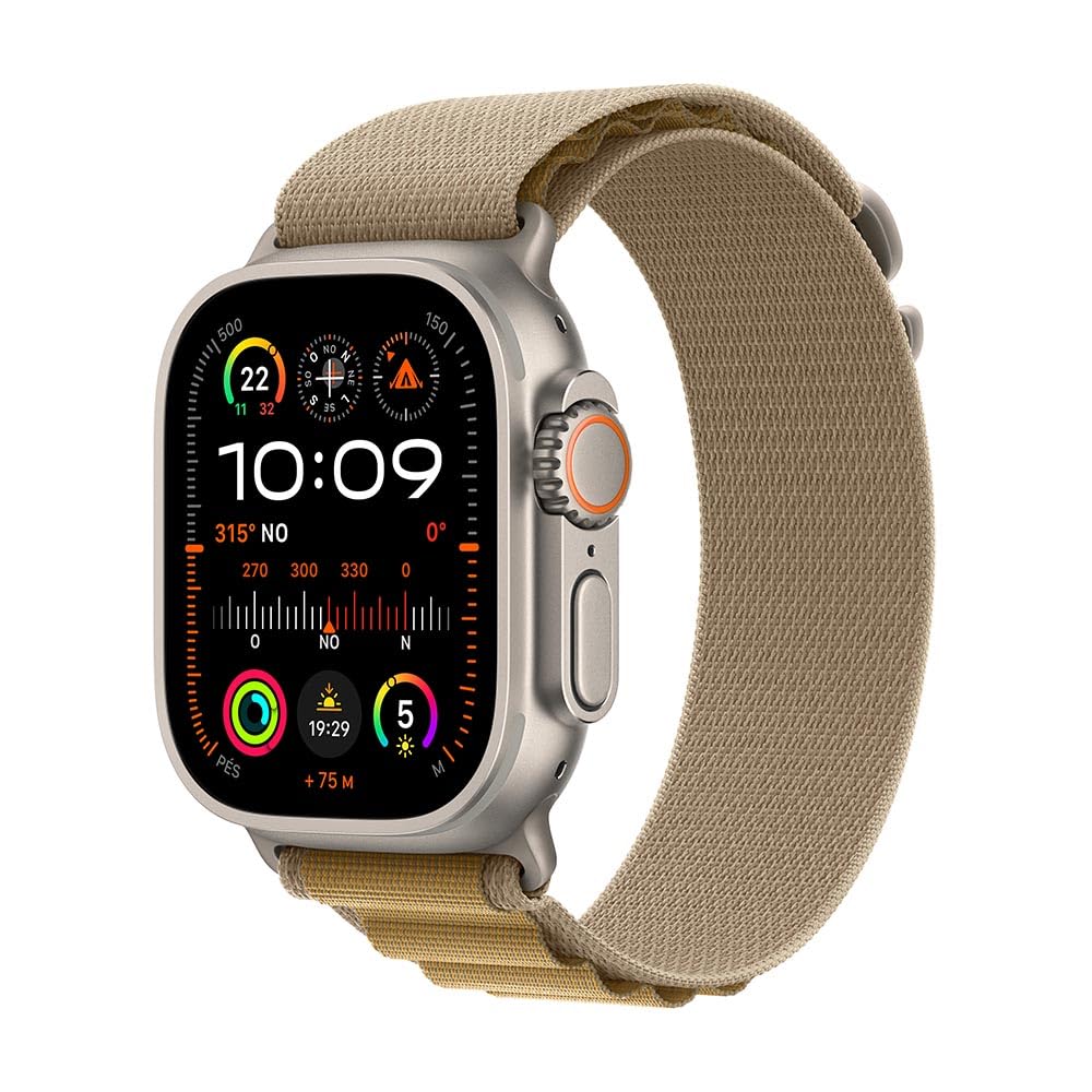 Apple Watch Ultra 2 GPS + Cellular • Caixa natural de titânio – 49 mm • Pulseira loop Alpina canela – G