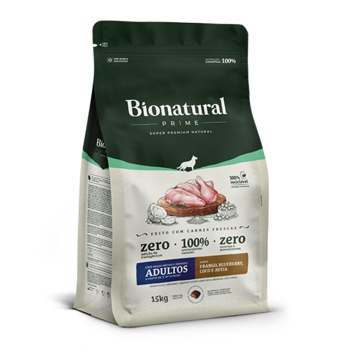 Bionatural Prime - Frango Cães De Raças Méd/Grand Adultos 15kg