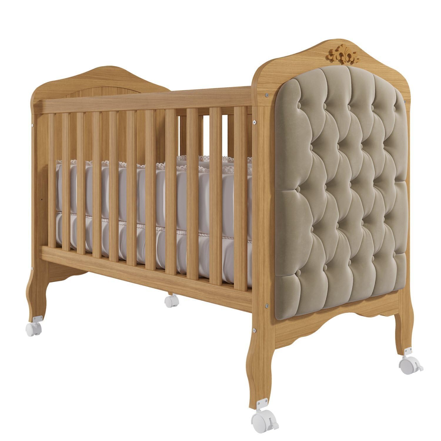 Berço Mini Cama com Capitonê Alegria Espresso Móveis Nature