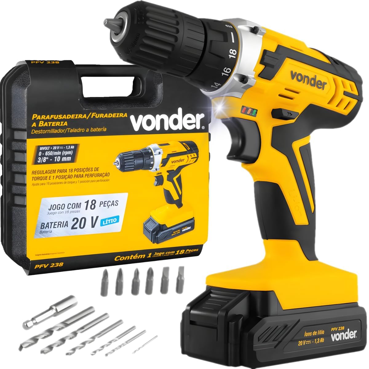 Vonder Parafusadeira/Furadeira a Bateria 20V