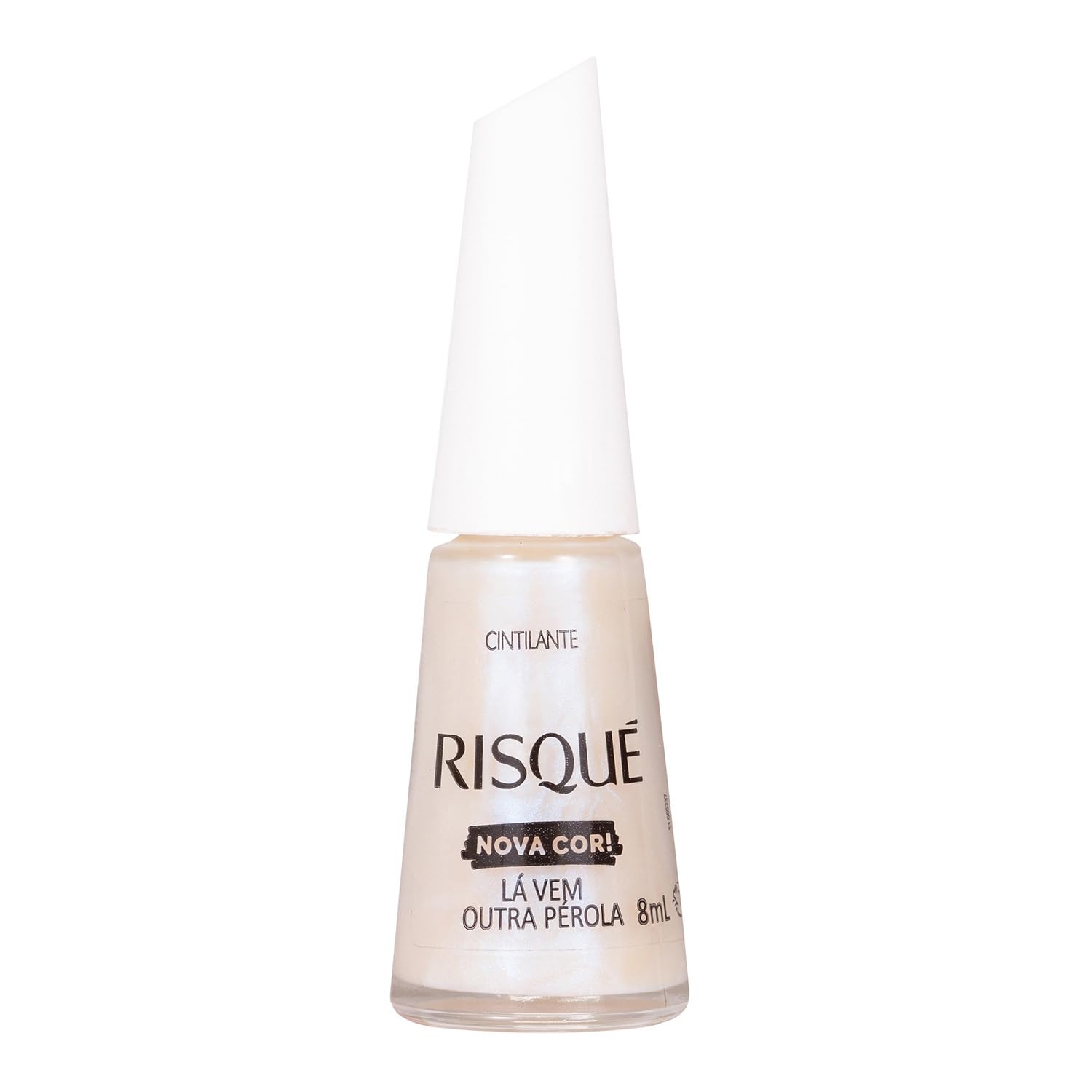 Esmalte Branco Risqué Lá Vem Outra Pérola Cintilante 8ml