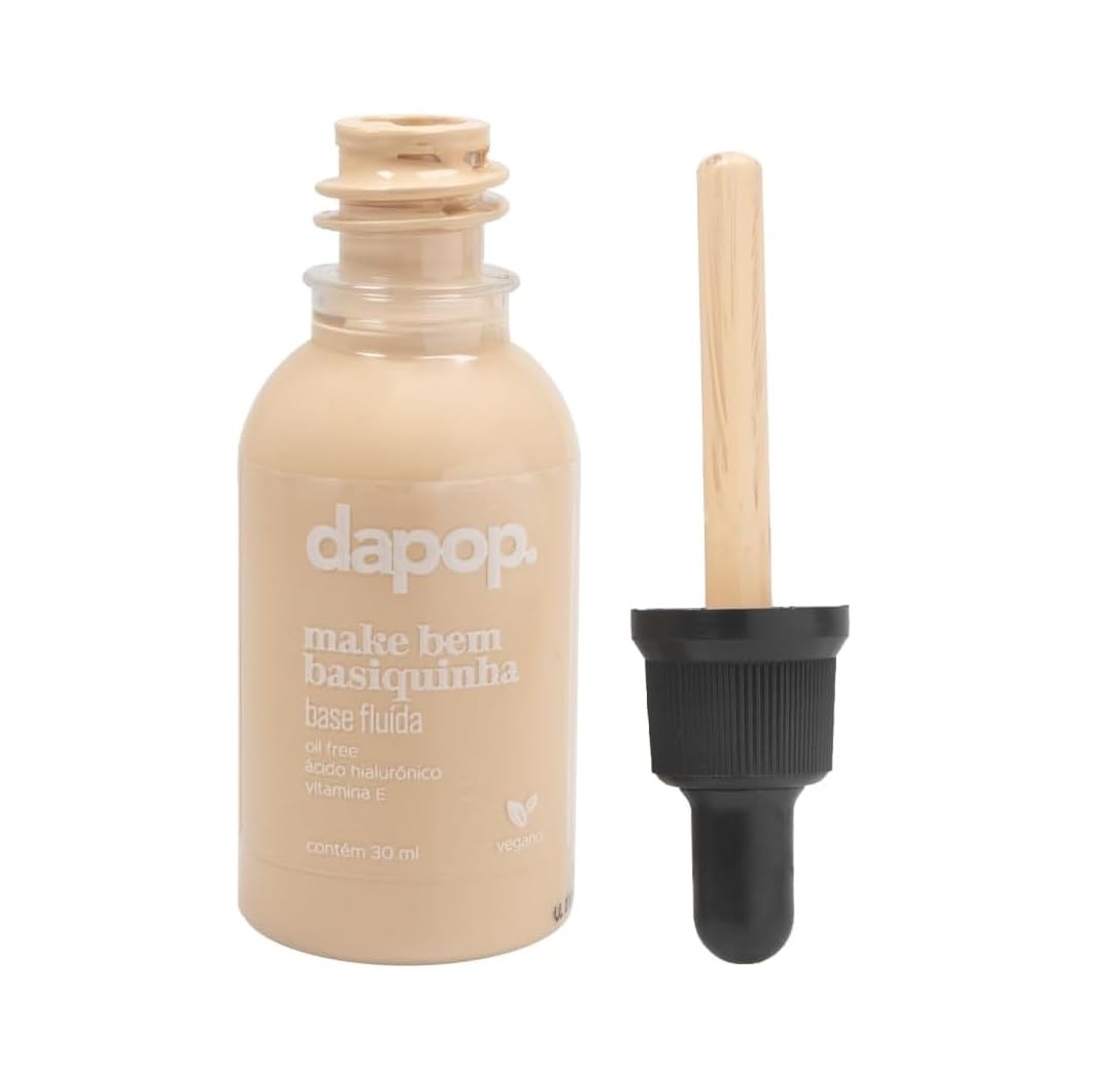 Base Fluída Dapop Make Bem Basiquinha Cor Clara 01 - Efeito Natural, Leve e Uso Diário - Base Maquiagem com Viço