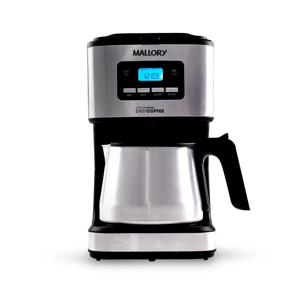 Cafeteira Elétrica Mallory Easy Coffee Programável Jarra Inox 32 Xícaras Filtro Reutilizável 127V