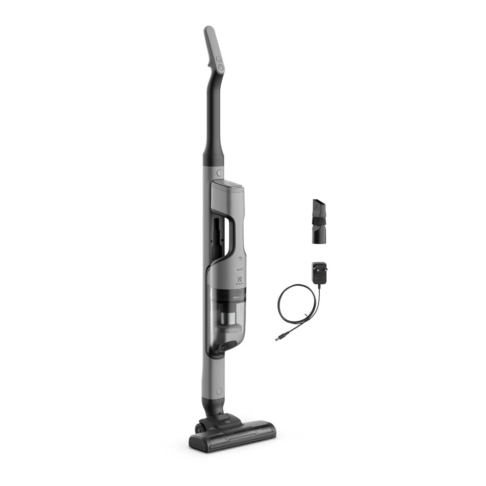 Electrolux Aspirador de Pó vertical sem fio portatil bateria Ergorapido 2 em 1 luz frontal LED 30 min escova rotativa aspira escova capacidade 950ml ERG018 Bivolt Cinza