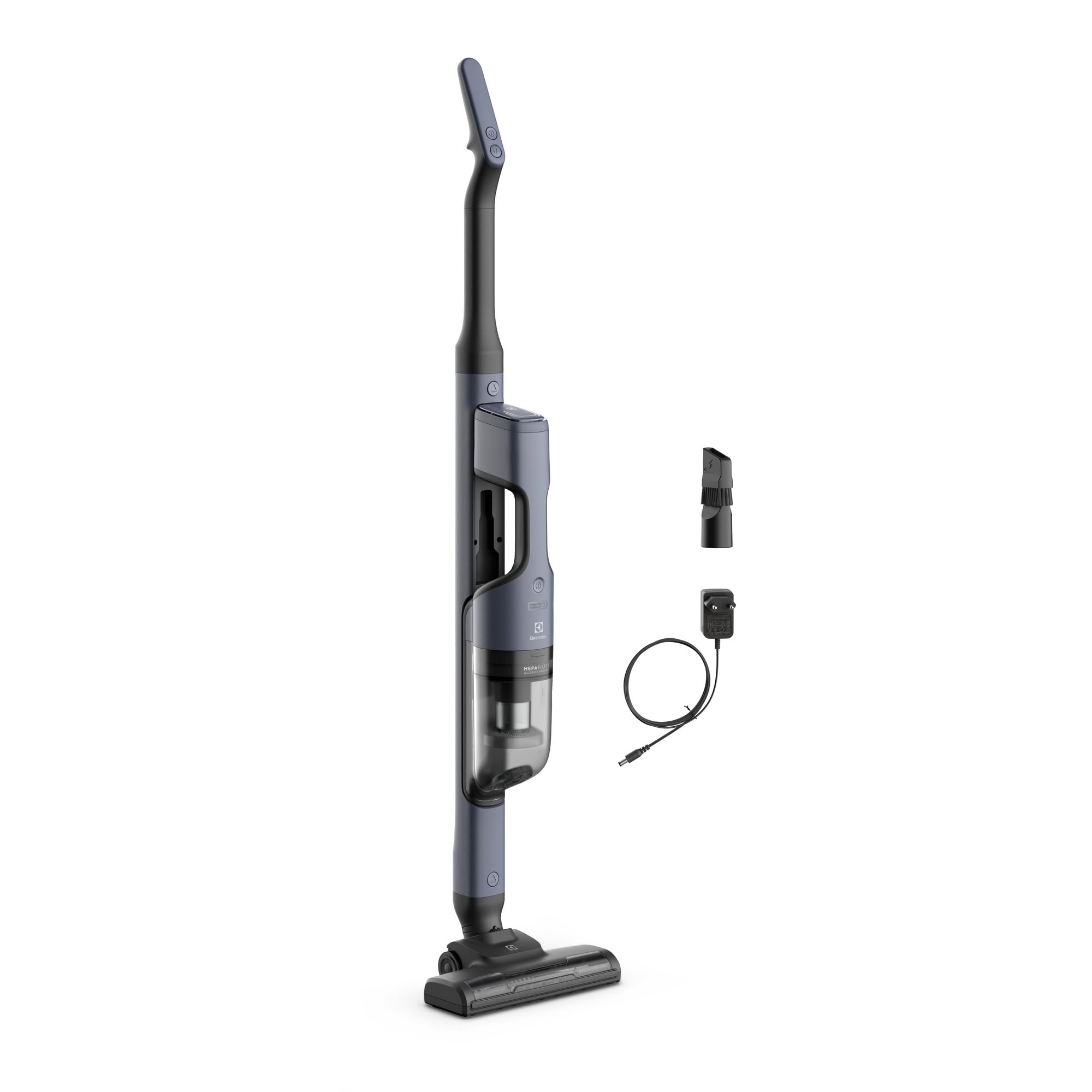 Electrolux Aspirador de Pó vertical portatil bateria Ergorapido 2 em 1 luz frontal LED 30 min escova rotativa aspira escova capacidade 950ml ERG019 Bivolt Azul