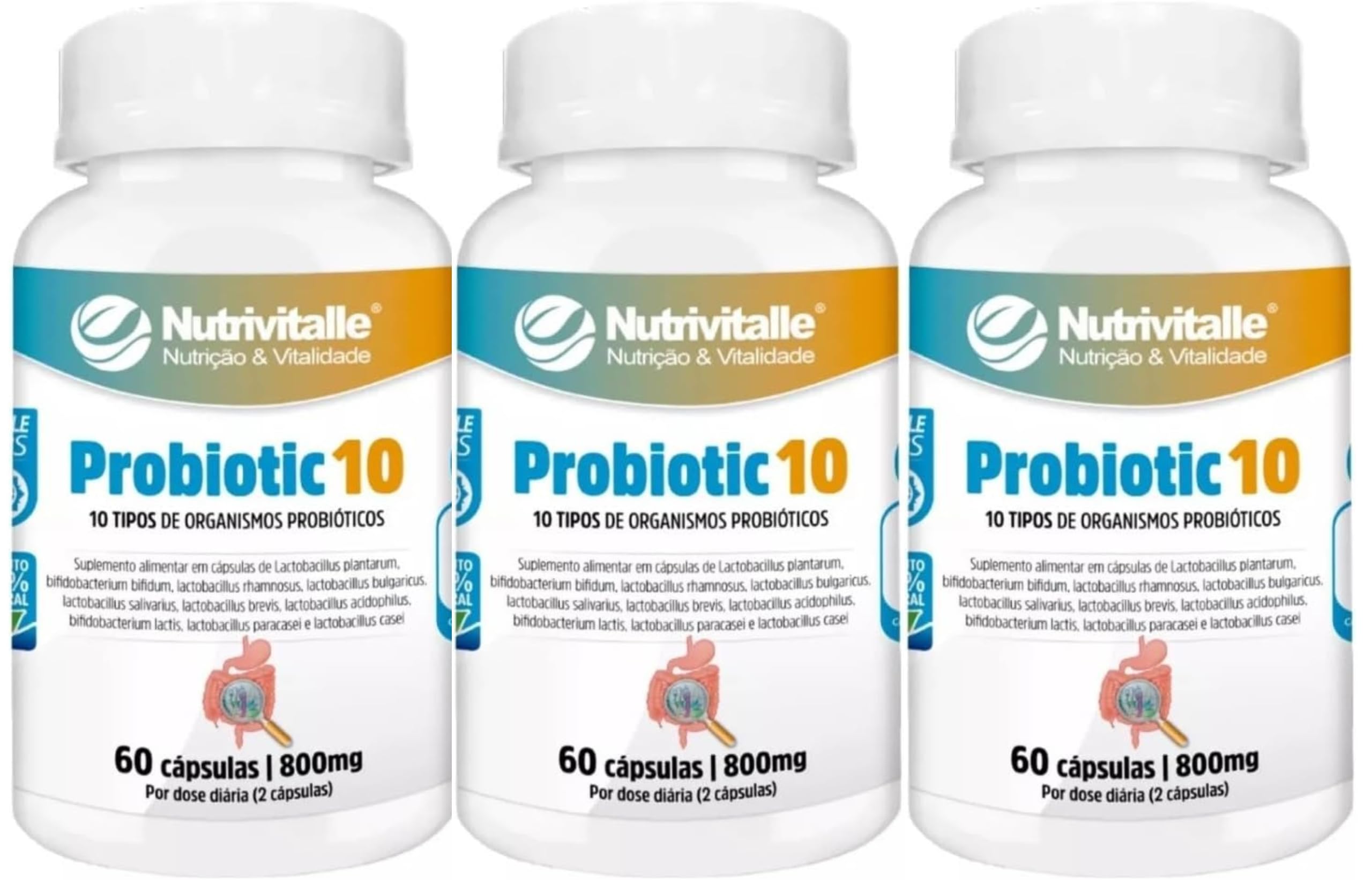 Kit com 3 Probióticos Probiotic 10 Nutrivitalle