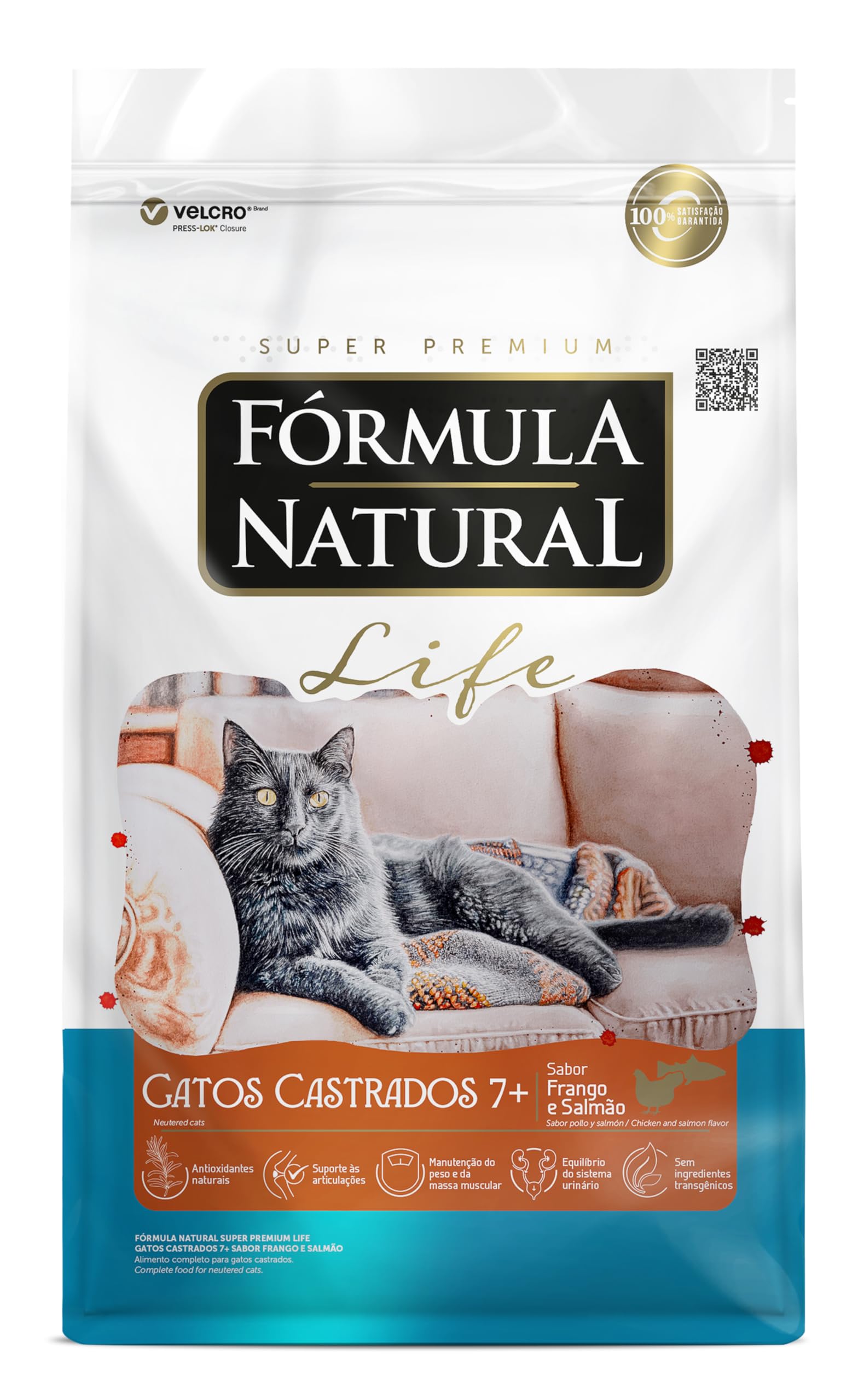 Fórmula Natural Life Ração Para Gatos Castrado Sênior Sabor Frango e Salmão 7 Kg
