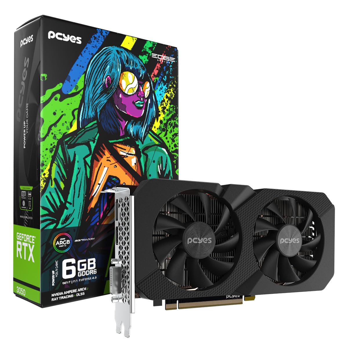 Placa de Vídeo PCYES GeForce RTX 3050 Projeto Edge 6GB