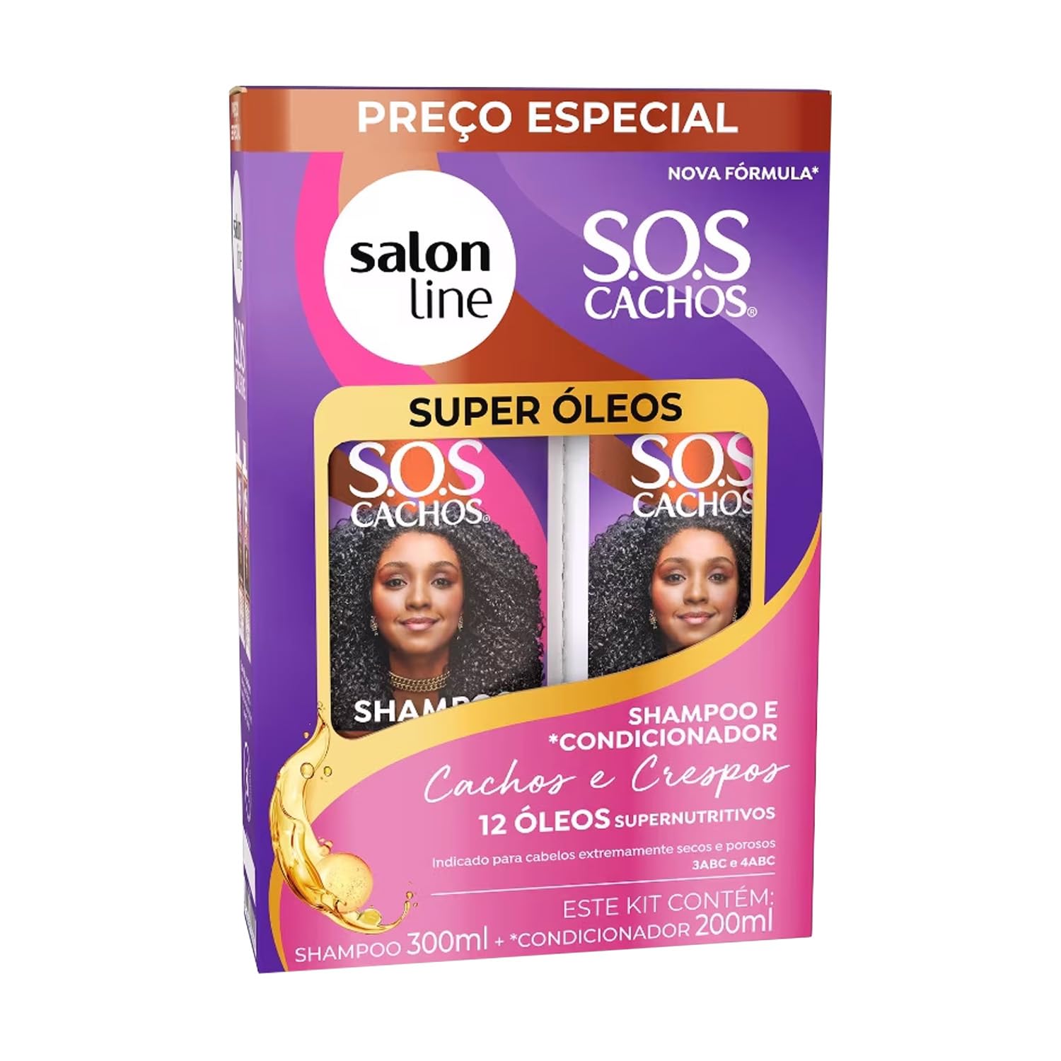 Salon Line S.O.S Cachos Kit Super Óleos Shampoo 300ml + Condicionador 200ml