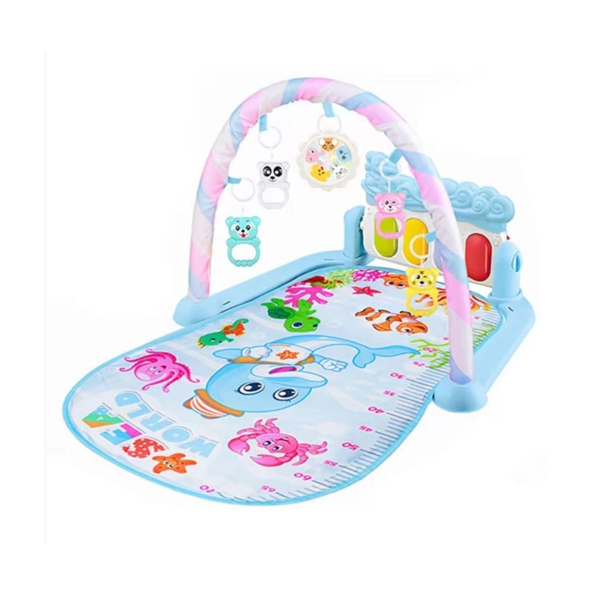 Tapete de Atividades para Bebê, Piano Musical, Ginásio com Brinquedos Pendurados (Amarelo)