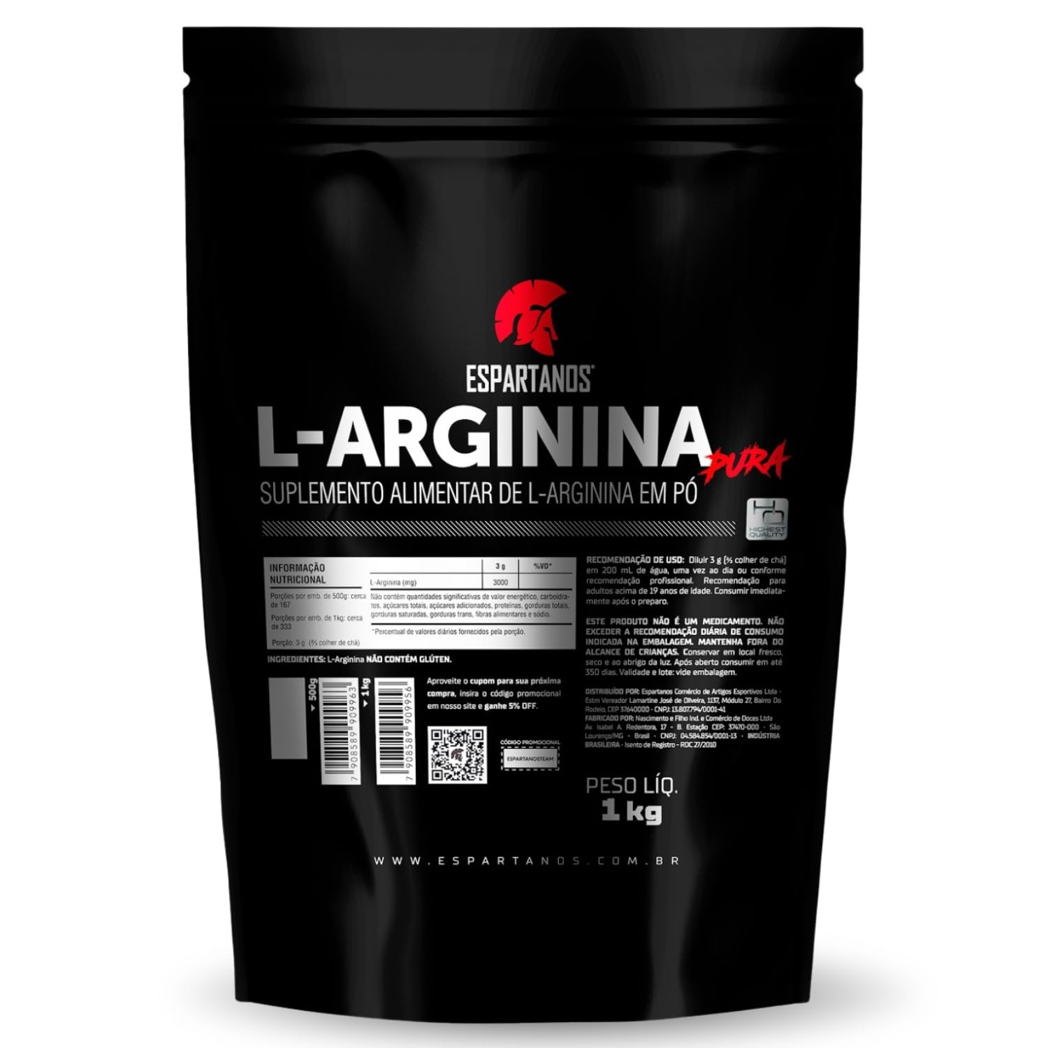 L-Arginina em pó Espartanos 1kg