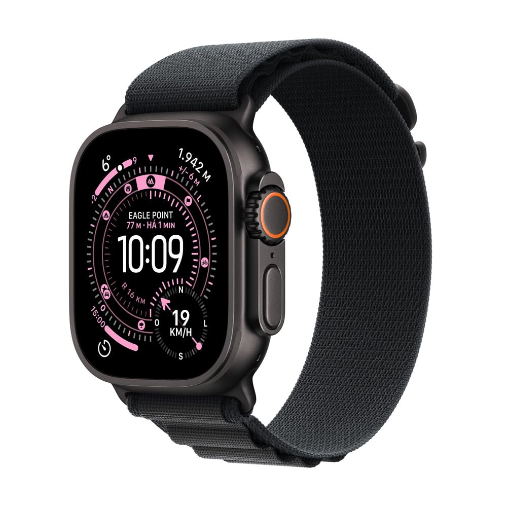 Apple Watch Ultra 3 GPS + Cellular, Caixa em titânio preto de 49 mm com Loop Alpine preta - M